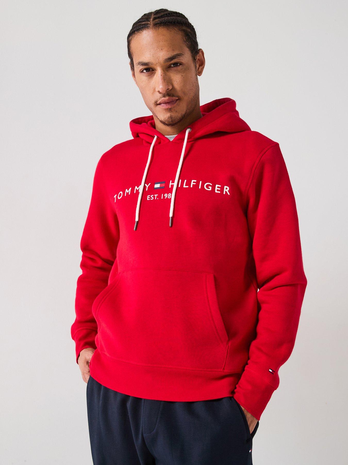 undefined Linear Chest Logo Hoodie - Red