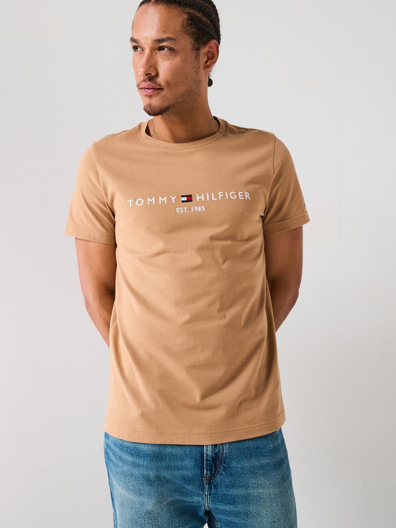 Tommy Hilfiger Linear Logo T-Shirt - Light Brown