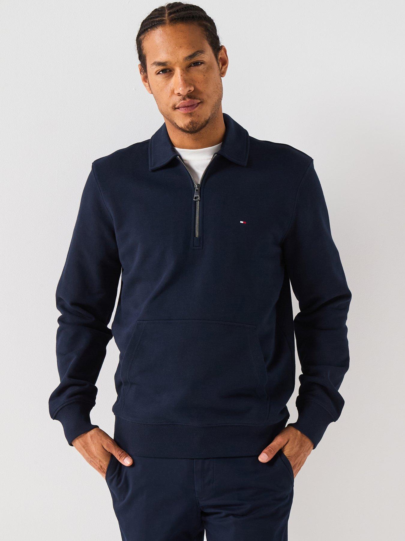 Image 1 of 6 of Tommy Hilfiger Essential Terry 1/4 Zip Sweatshirt - Navy
