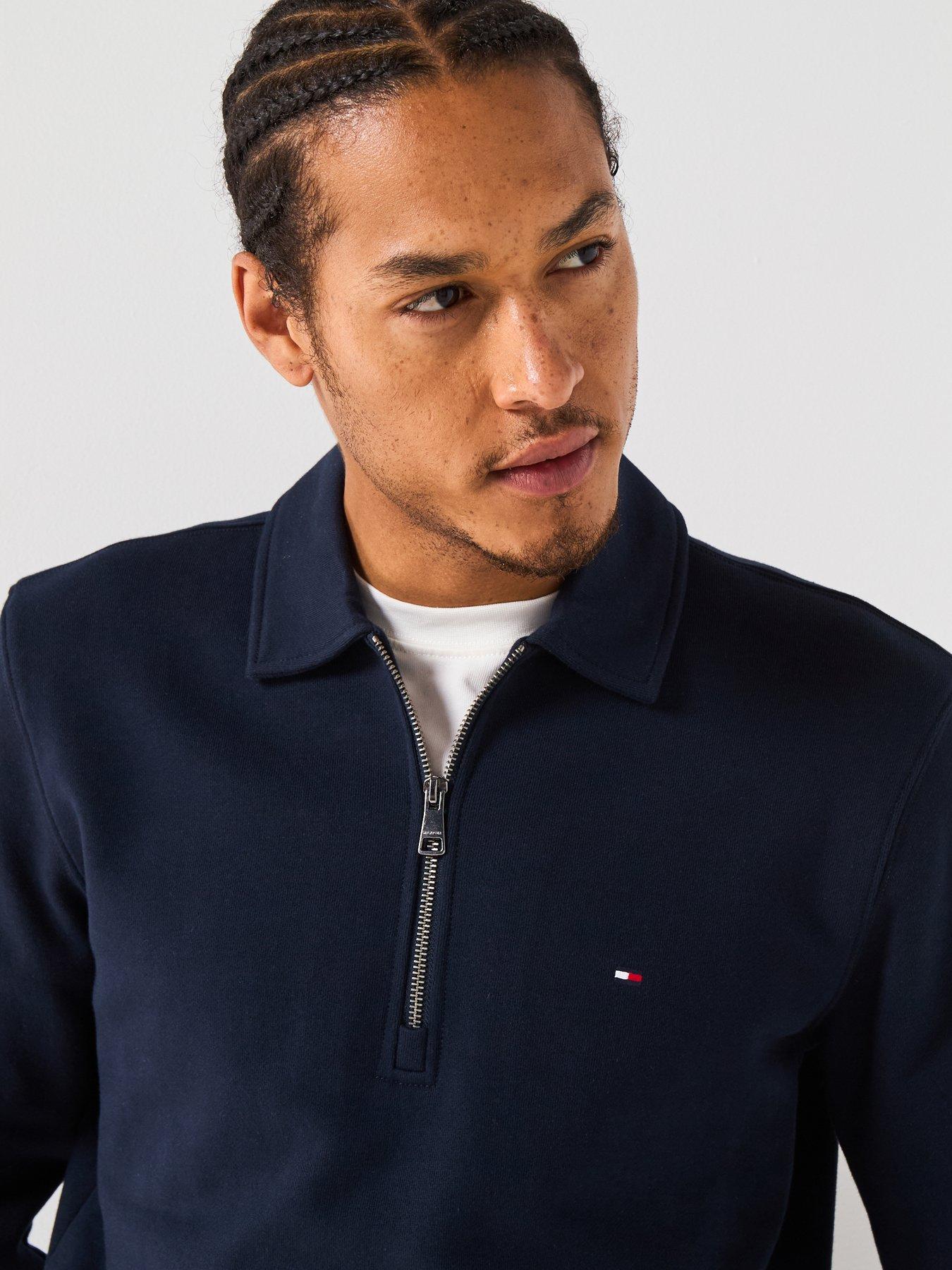 Image 5 of 6 of Tommy Hilfiger Essential Terry 1/4 Zip Sweatshirt - Navy