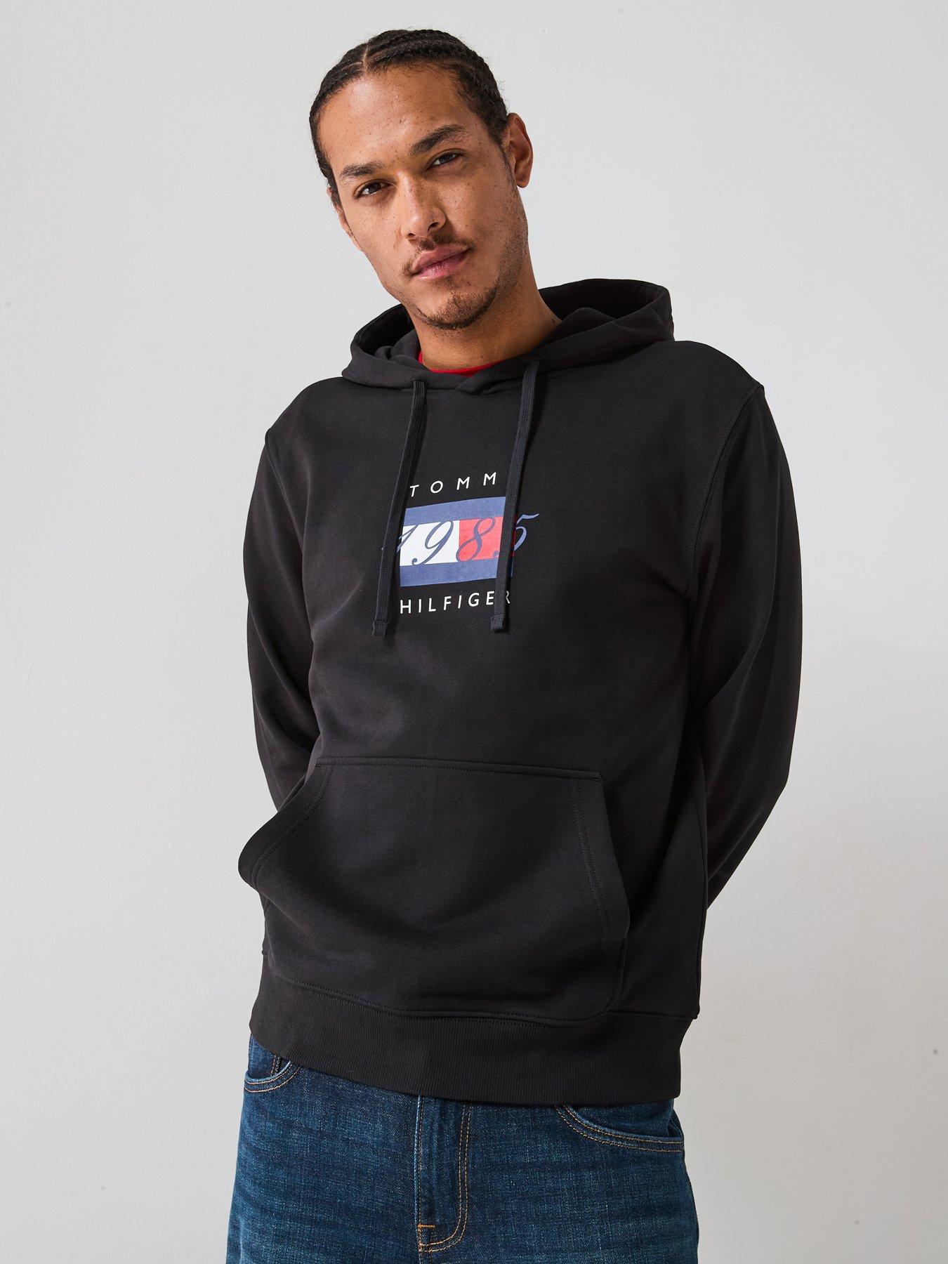 Image 6 of 6 of Tommy Hilfiger Linear Flag Graphic Hoodie - Black