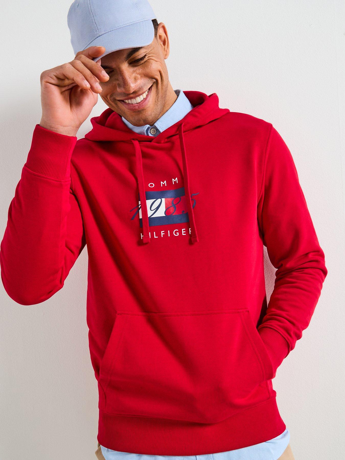 undefined Linear Flag Graphic Hoodie - Red