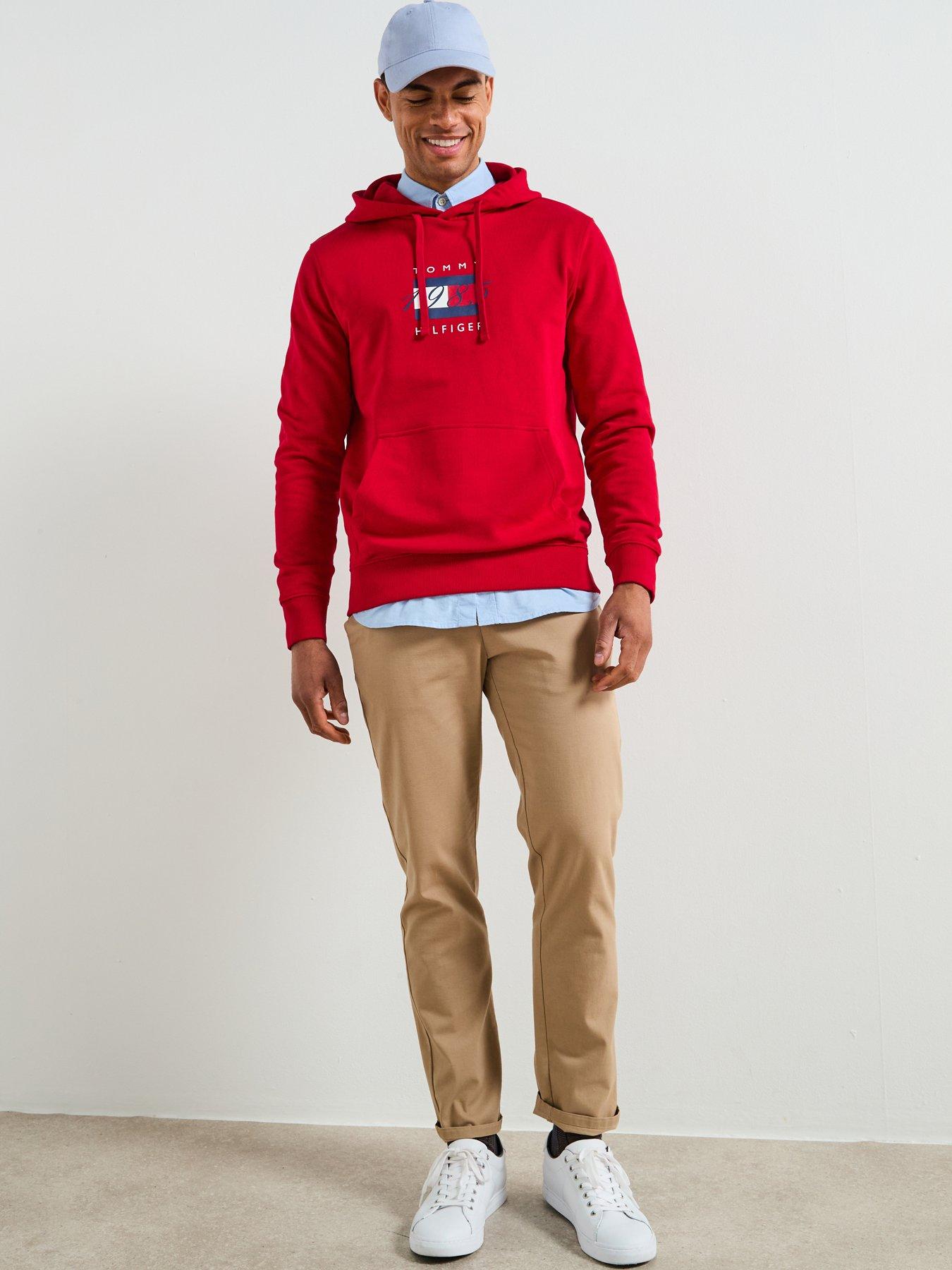 Image 3 of 5 of Tommy Hilfiger Linear Flag Graphic Hoodie - Red
