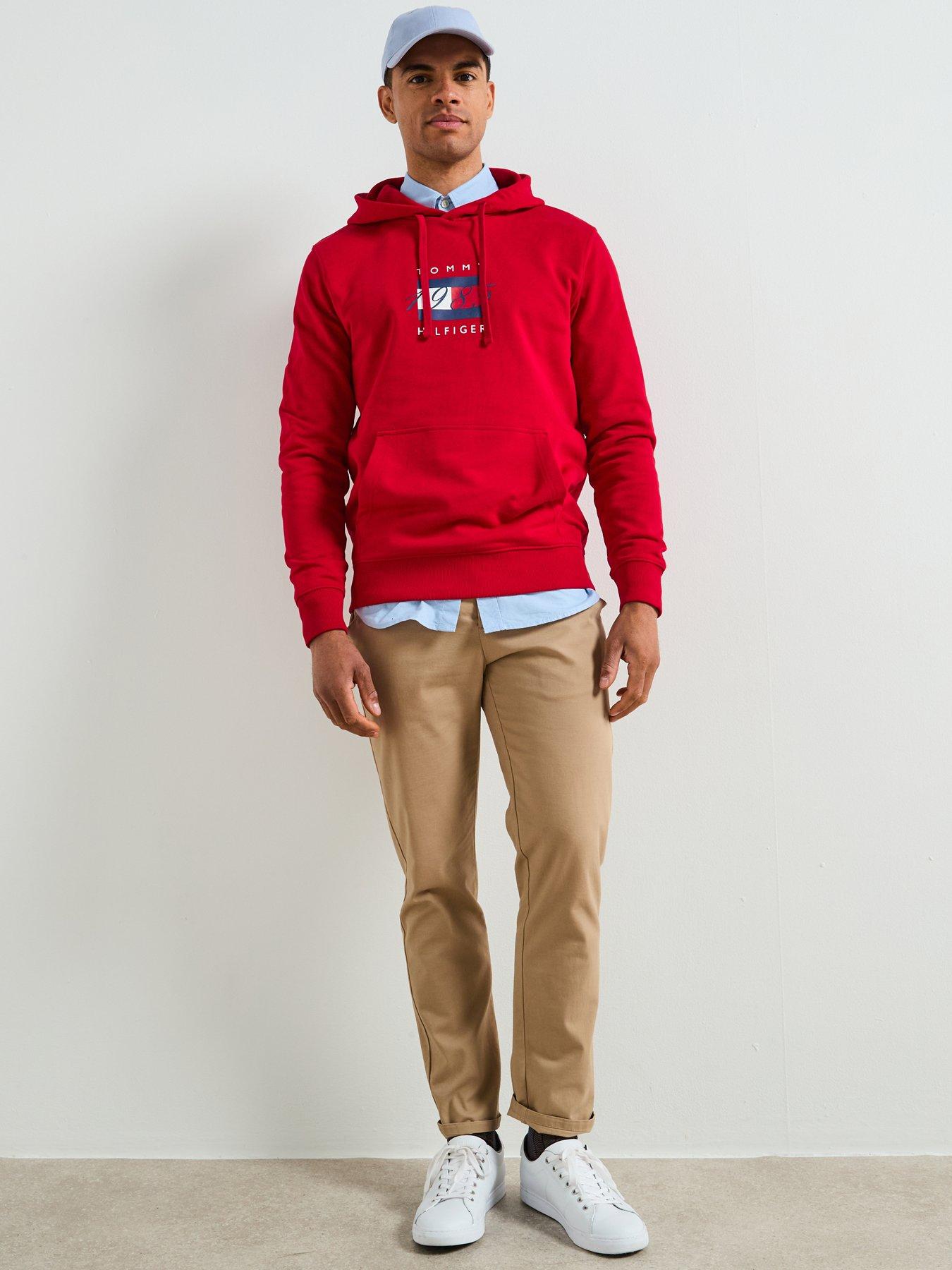Image 4 of 5 of Tommy Hilfiger Linear Flag Graphic Hoodie - Red