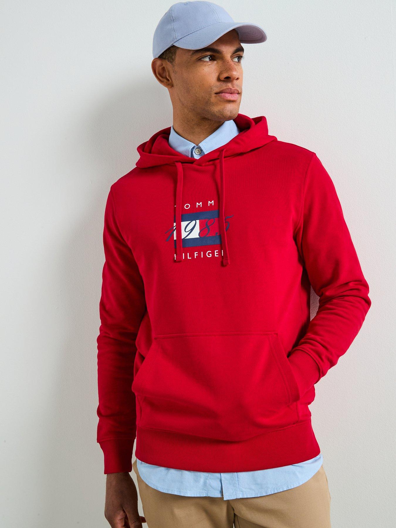 Image 5 of 5 of Tommy Hilfiger Linear Flag Graphic Hoodie - Red