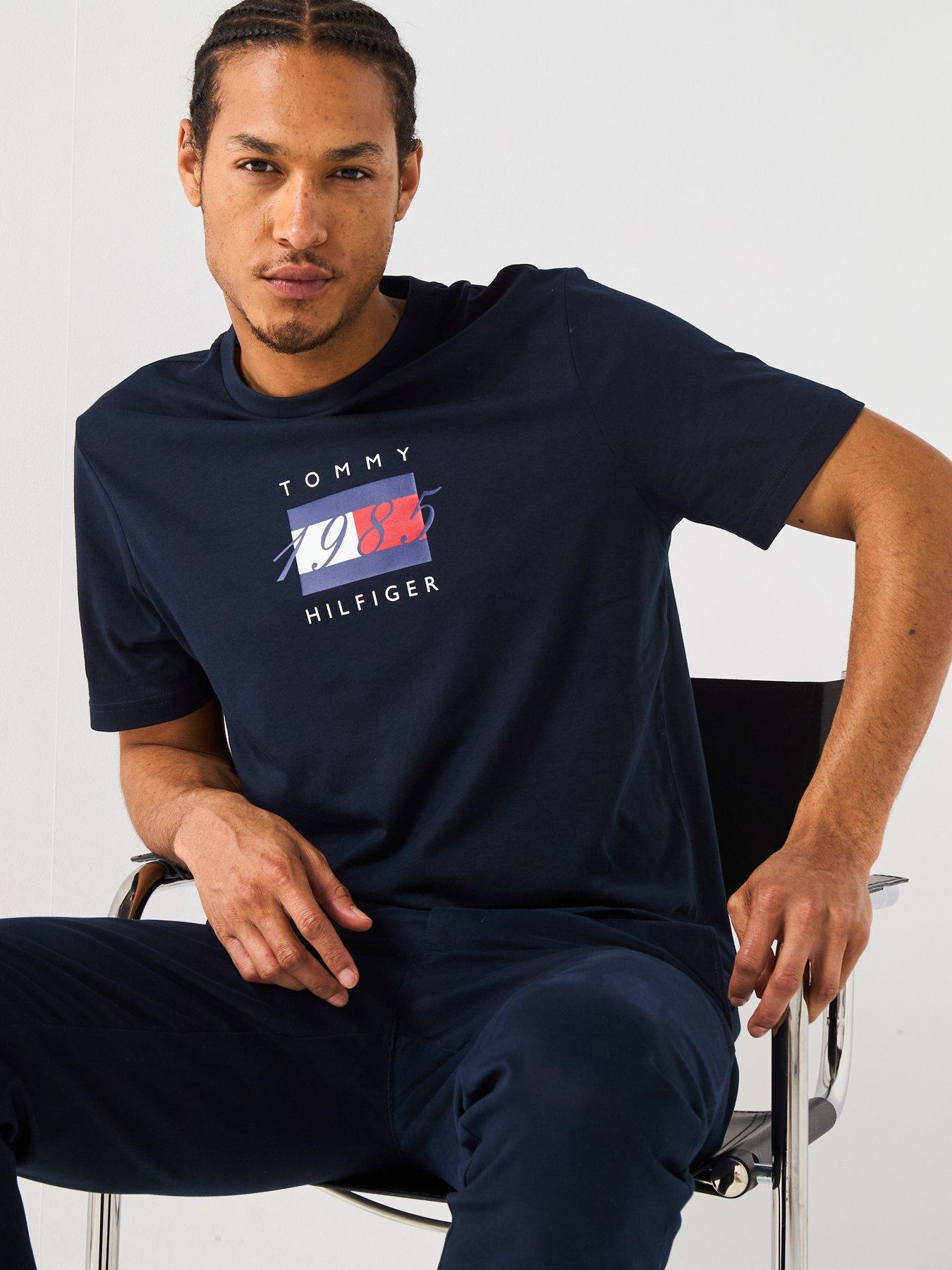 Image 4 of 6 of Tommy Hilfiger Linear Flag Graphic T-Shirt - Navy