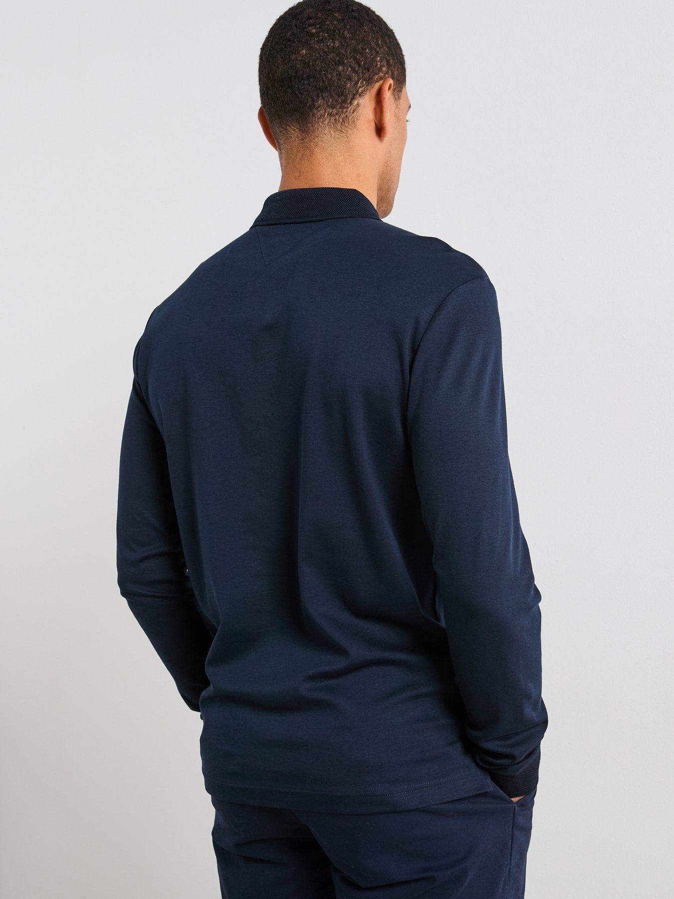  image of tommy-hilfiger-long-sleeve-zip-interlock-polo-shirt-navy