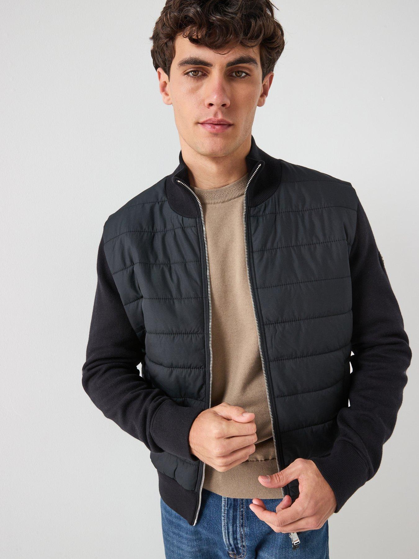 BOSS H-Hernesto Regular Fit Nylon Front Zip Thru Knitted Jumper - Black