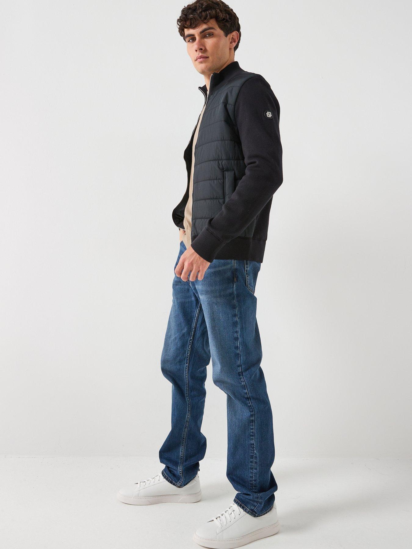  image of boss-h-hernesto-regular-fit-nylon-front-zip-thru-knitted-jumper-black