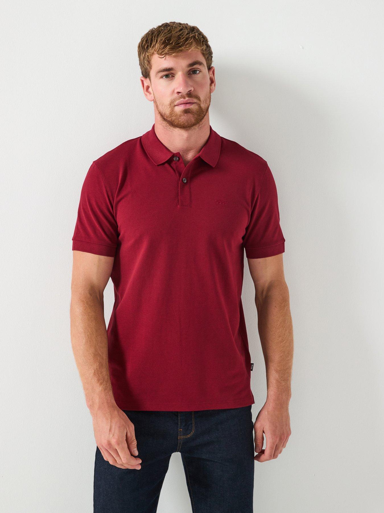 Image 1 of 6 of BOSS Pallas Regular Fit Polo Shirt - Dark Red