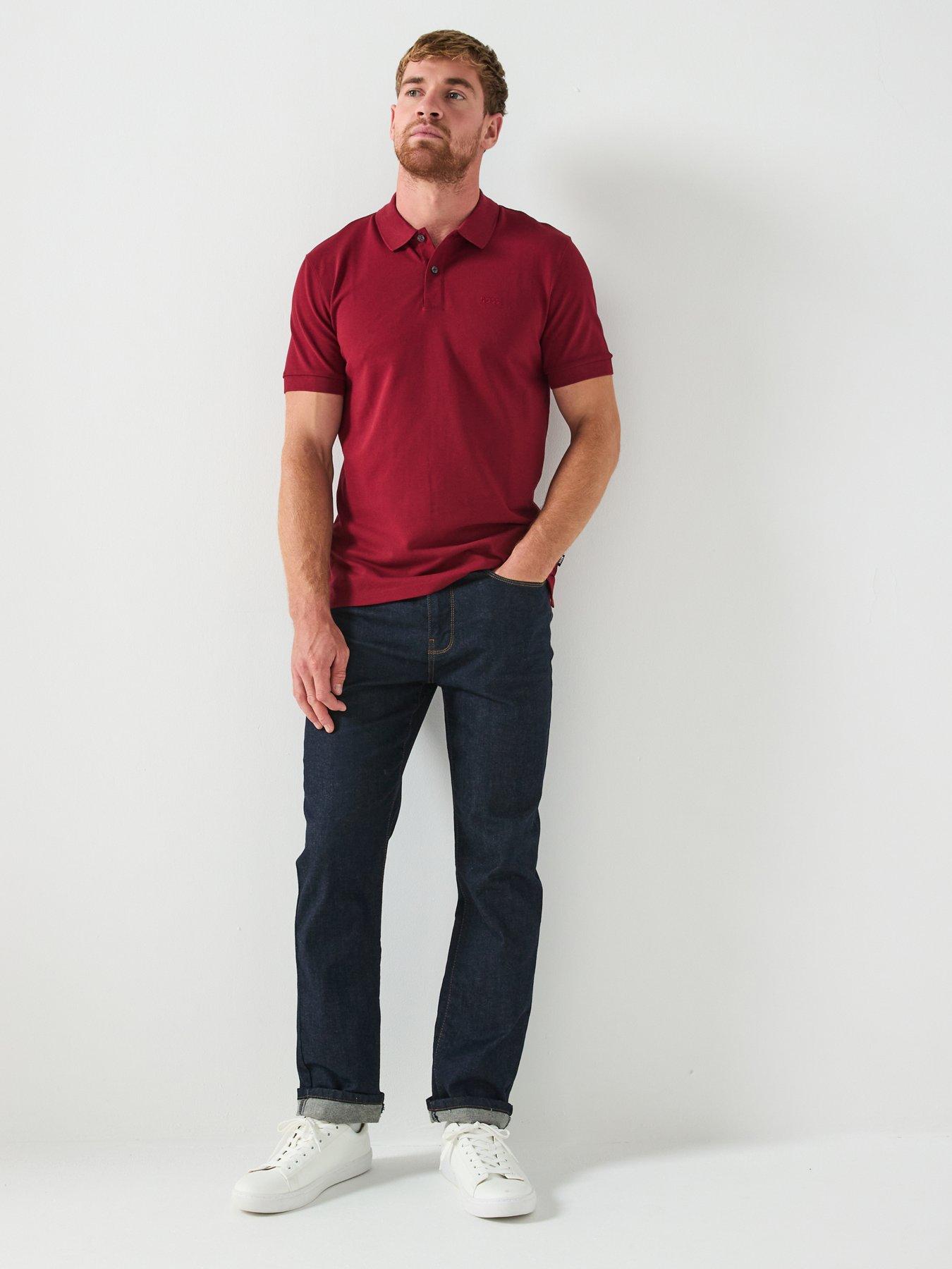 Image 3 of 6 of BOSS Pallas Regular Fit Polo Shirt - Dark Red