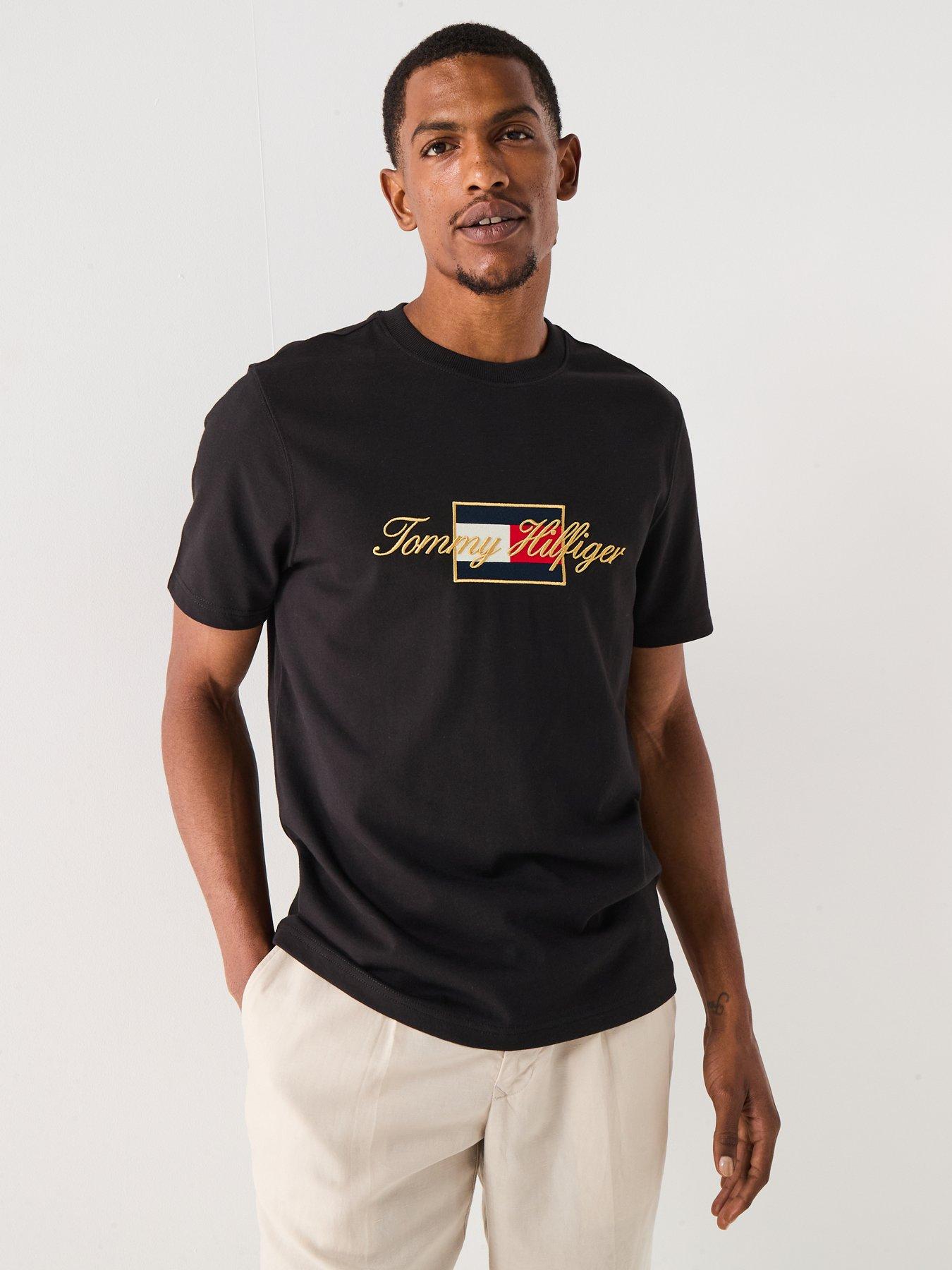Image 6 of 6 of Tommy Hilfiger Icon Gold Script T-Shirt - Black