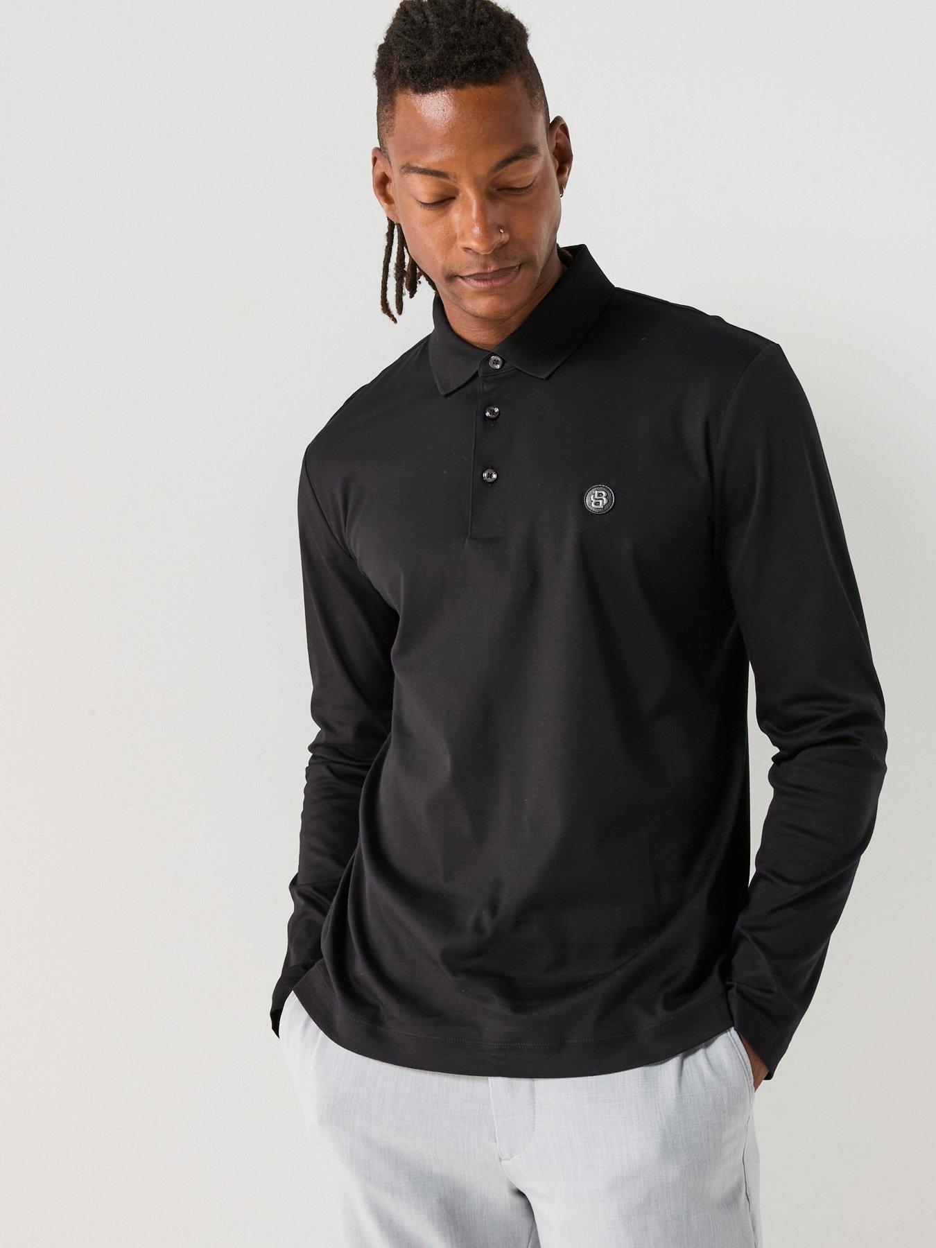 BOSS C-paley 01 Regular Fit Nikel Logo Long Sleeve Polo Shirt - Black