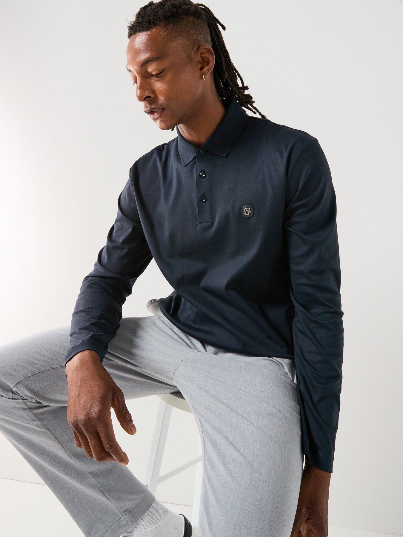  image of boss-c-paley-01-regular-fit-nikel-logo-long-sleeve-polo-shirt-navy