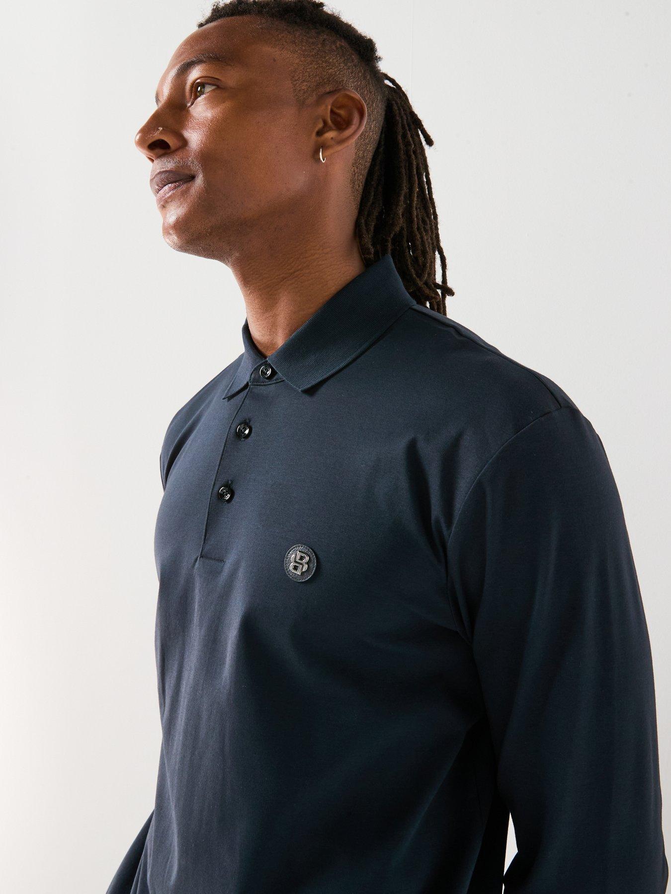  image of boss-c-paley-01-regular-fit-nikel-logo-long-sleeve-polo-shirt-navy
