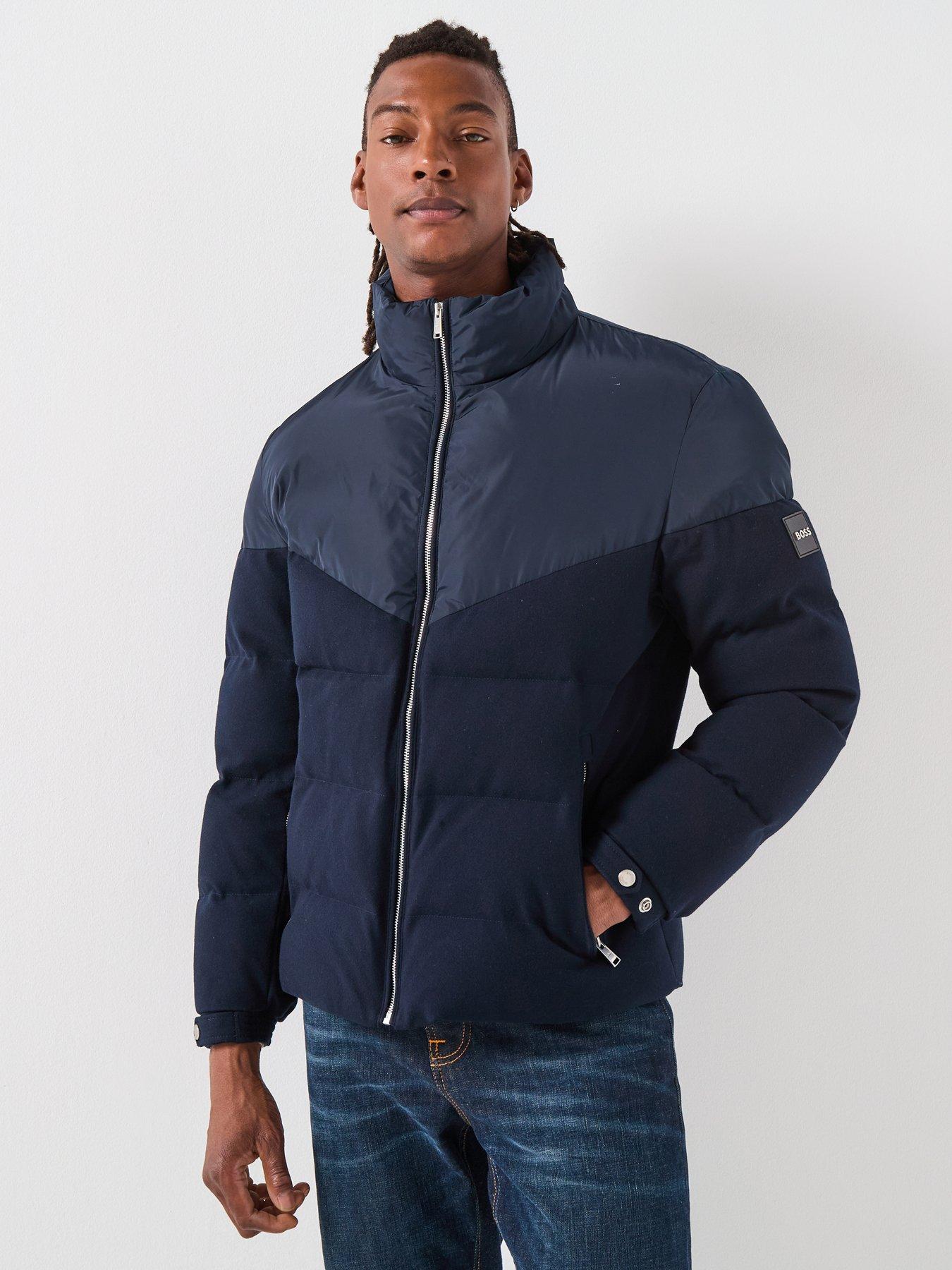 BOSS H-Clanello1 Nylon/Flannel Quilted Jacket - Navy