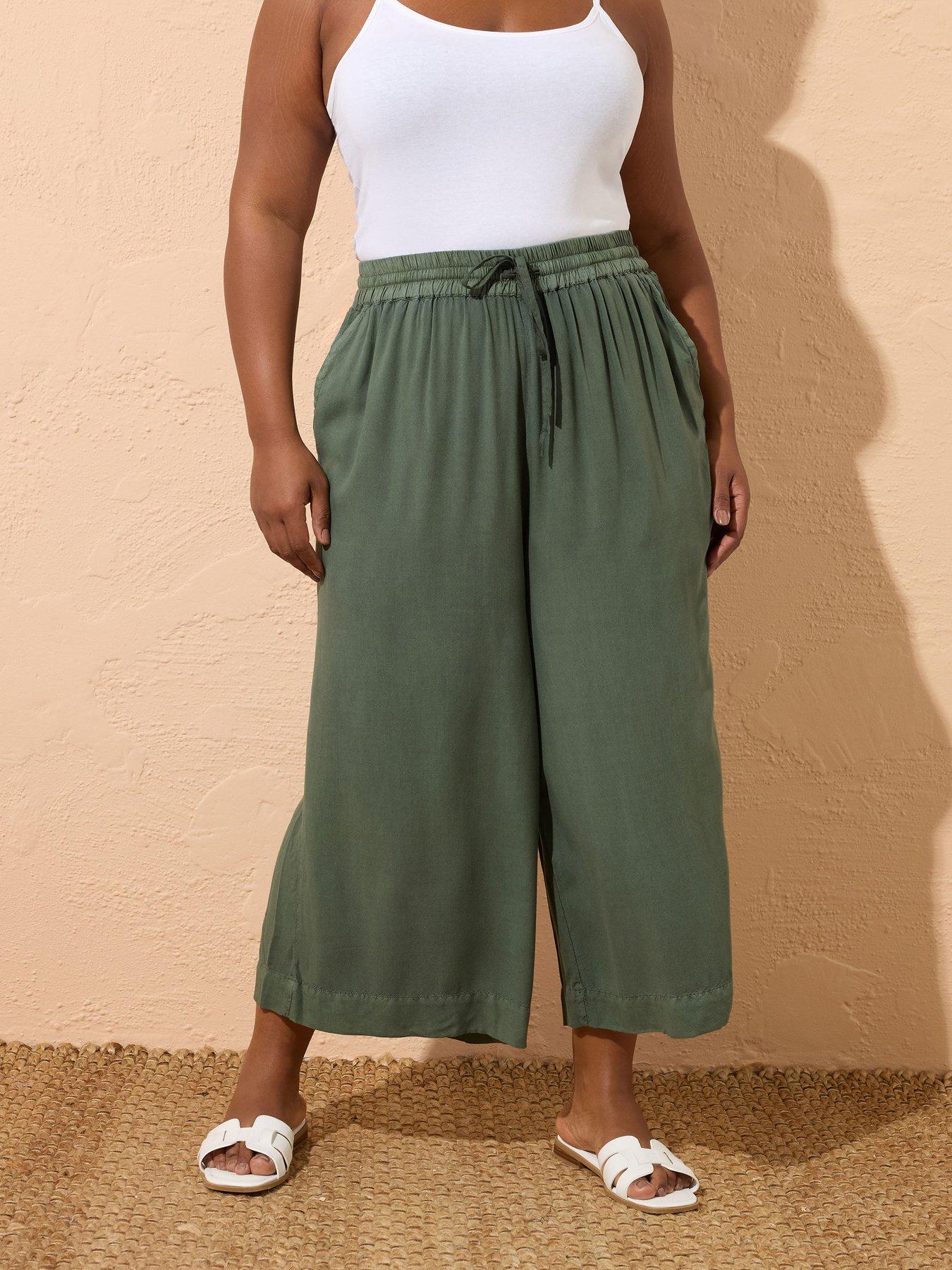 undefined Curve Chambray Culotte - Green