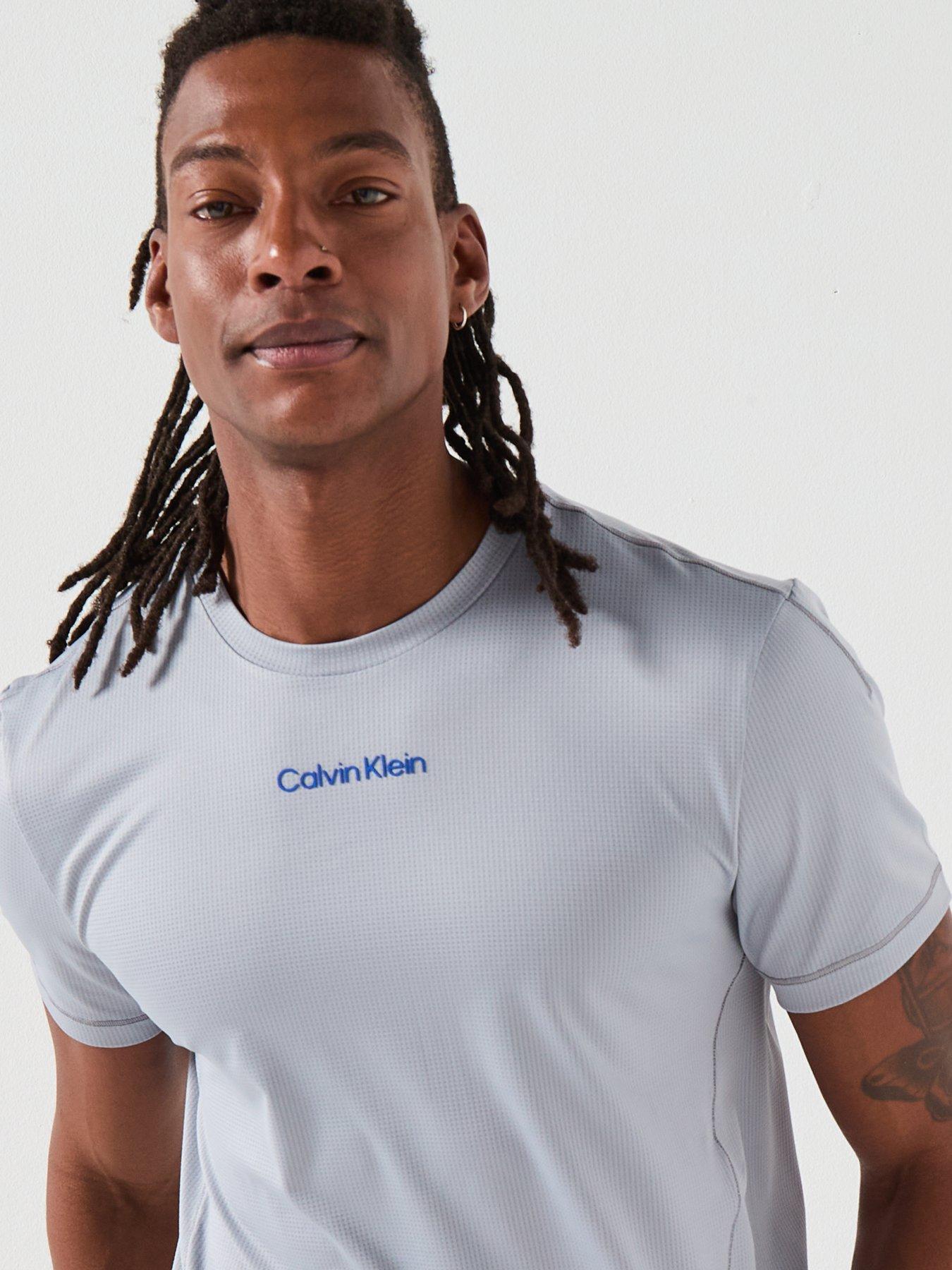  image of calvin-klein-sport-ck-icon-short-sleeve-performance-t-shirt-grey
