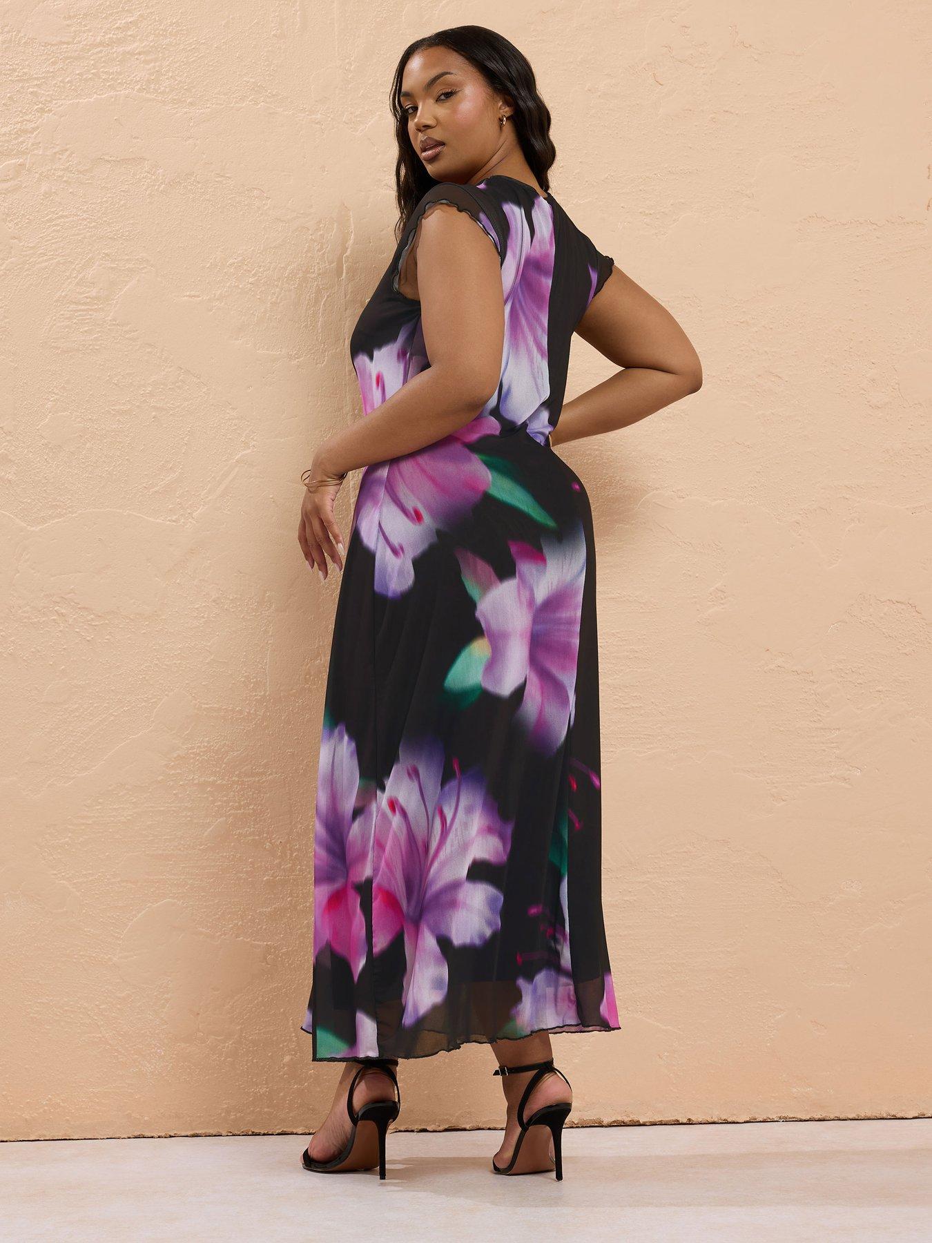 stillFront image of yours-curve-mesh-a-line-midi-dress-black