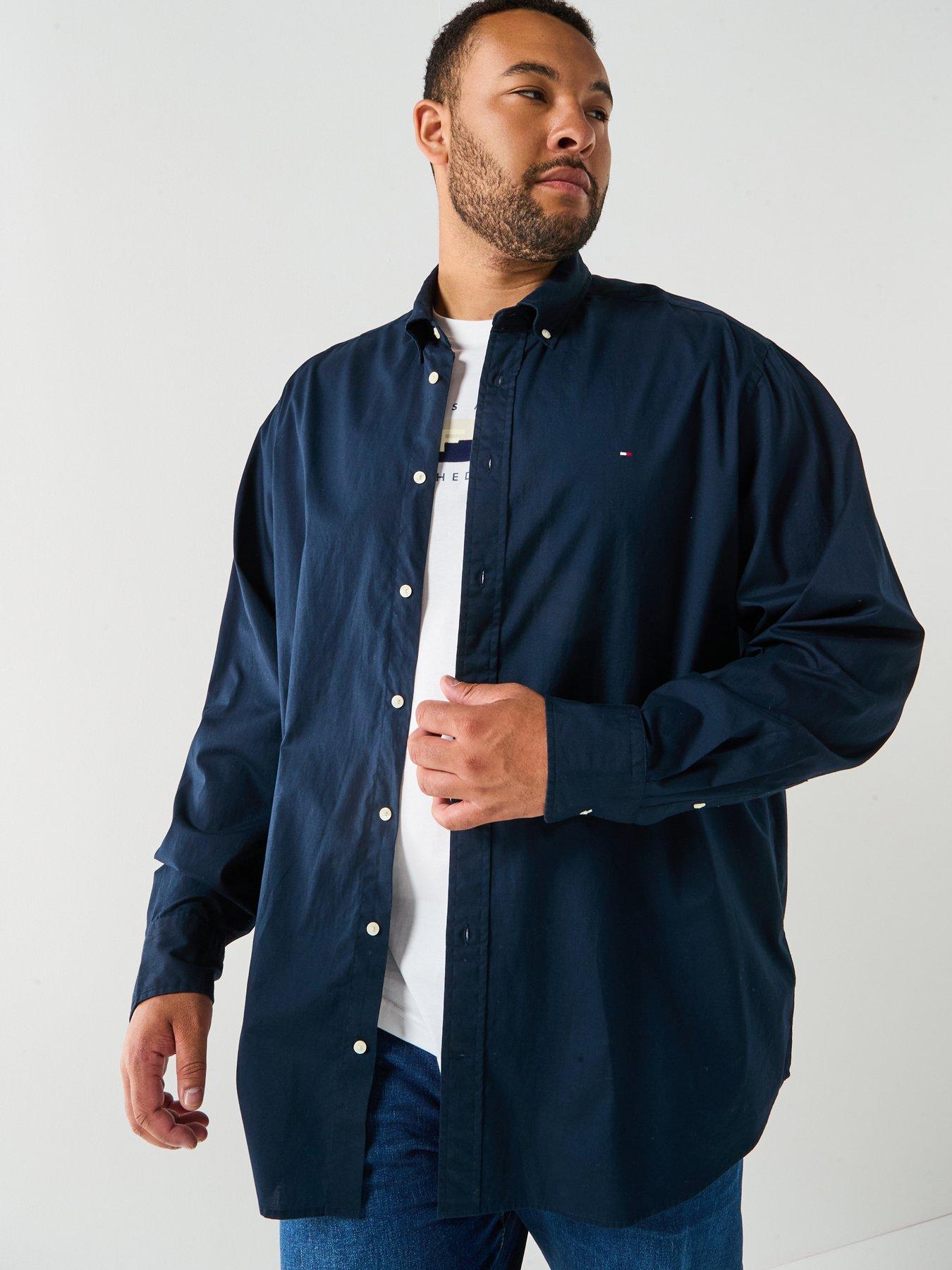Tommy Hilfiger Big  &  Tall Flex Poplin Long Sleeve Shirt - Navy