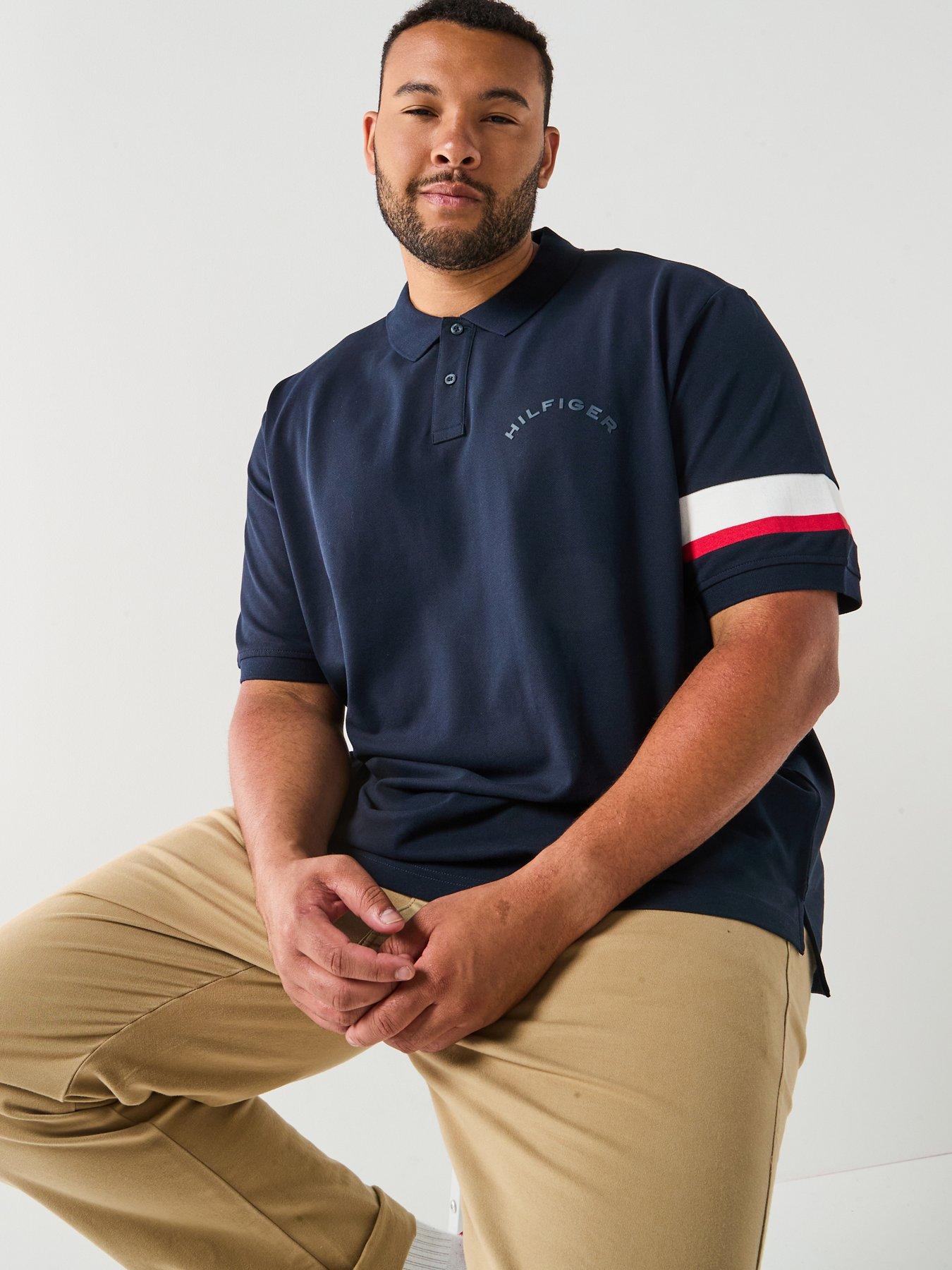 Tommy Hilfiger Big  &  Tall Taped Short Sleeve Polo Shirt - Navy