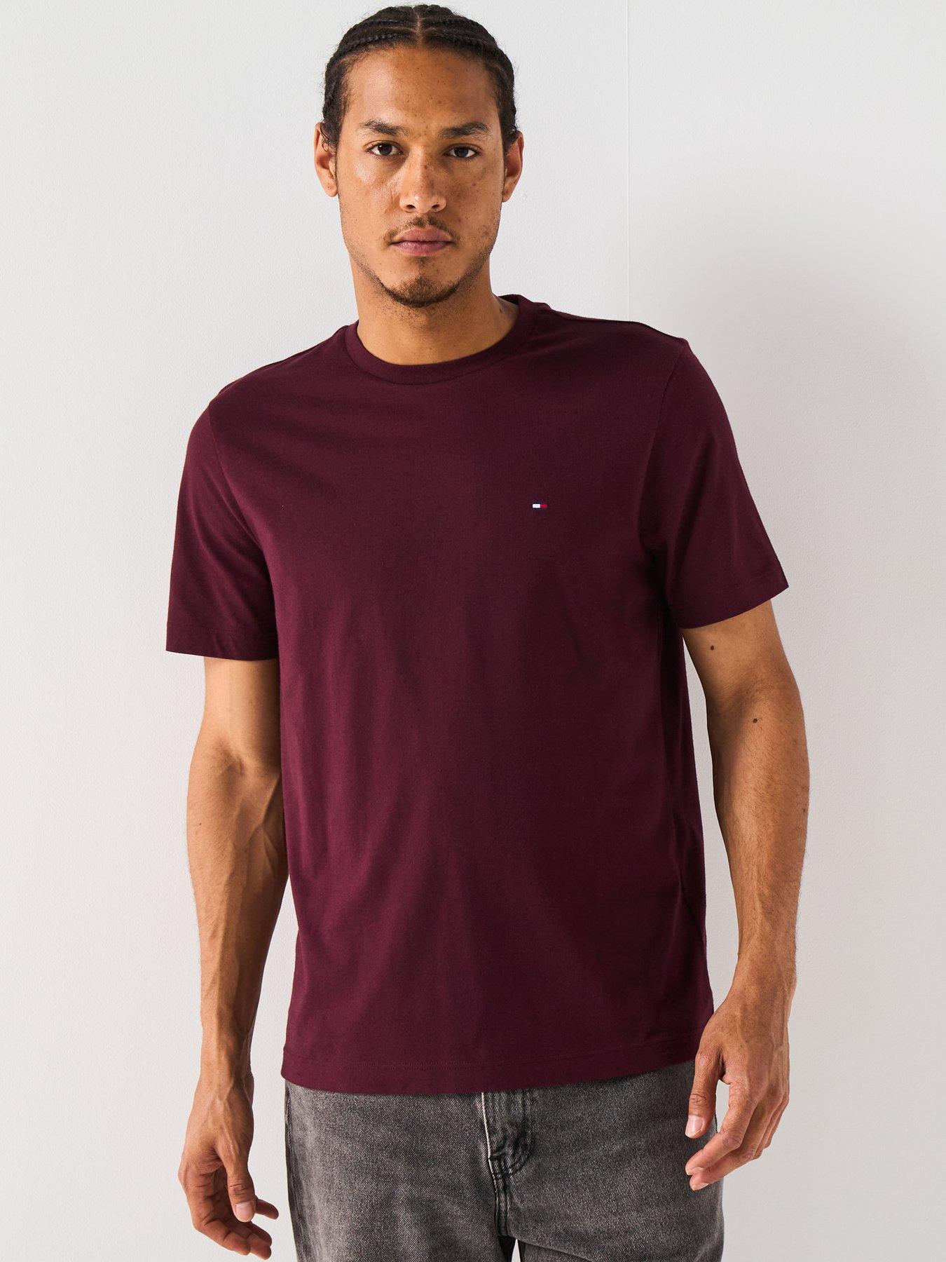 Tommy Hilfiger Regular Fit Essential Flag Logo T-Shirt - Dark Red ...