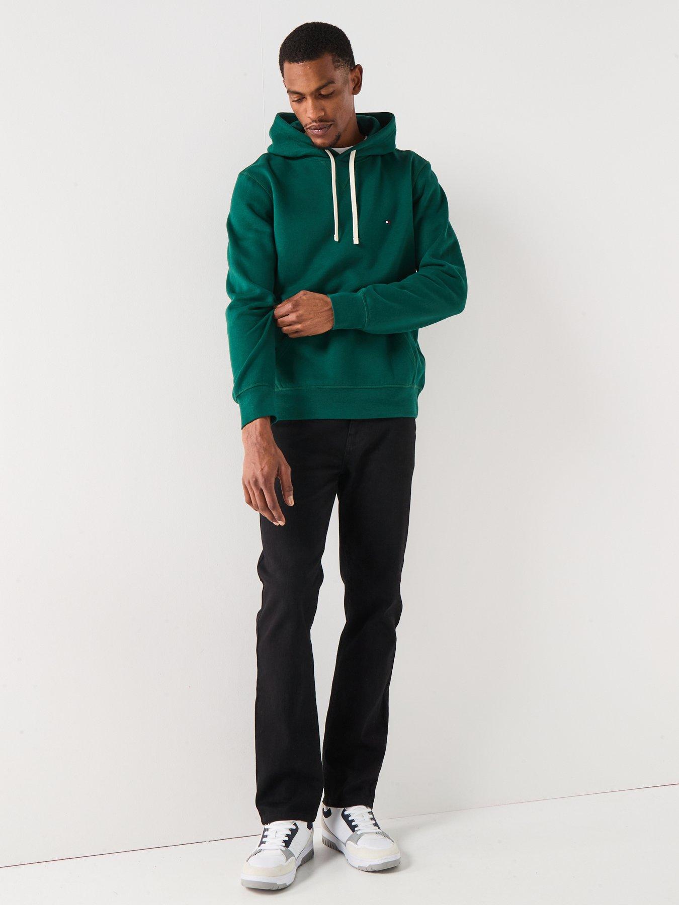 Image 3 of 6 of Tommy Hilfiger Regular Fit Essential Fleece Overhead Hoodie - Dark Green