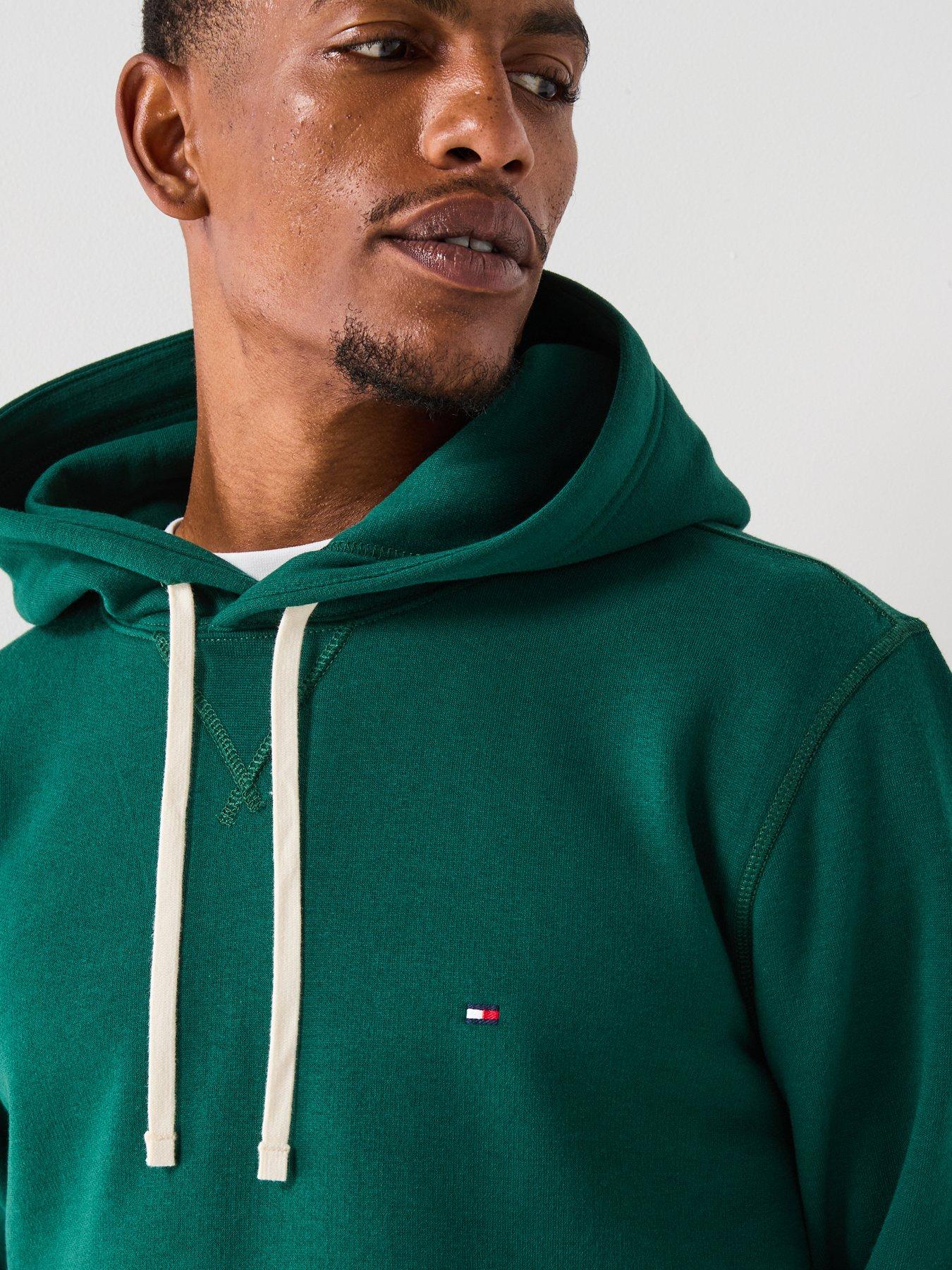 Image 5 of 6 of Tommy Hilfiger Regular Fit Essential Fleece Overhead Hoodie - Dark Green