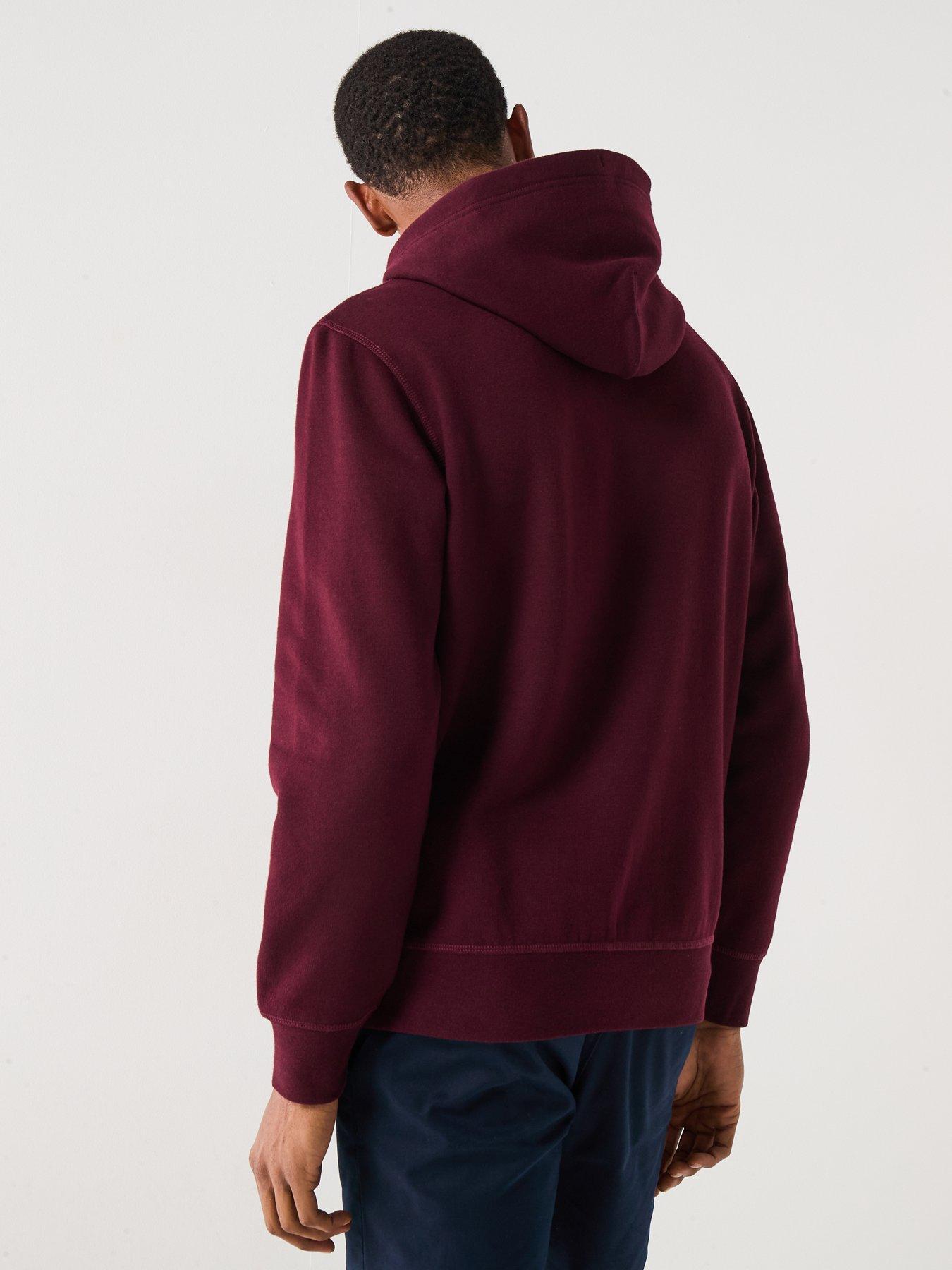 Image 2 of 6 of Tommy Hilfiger Regular Fit Essential Fleece Overhead Hoodie - Dark Red