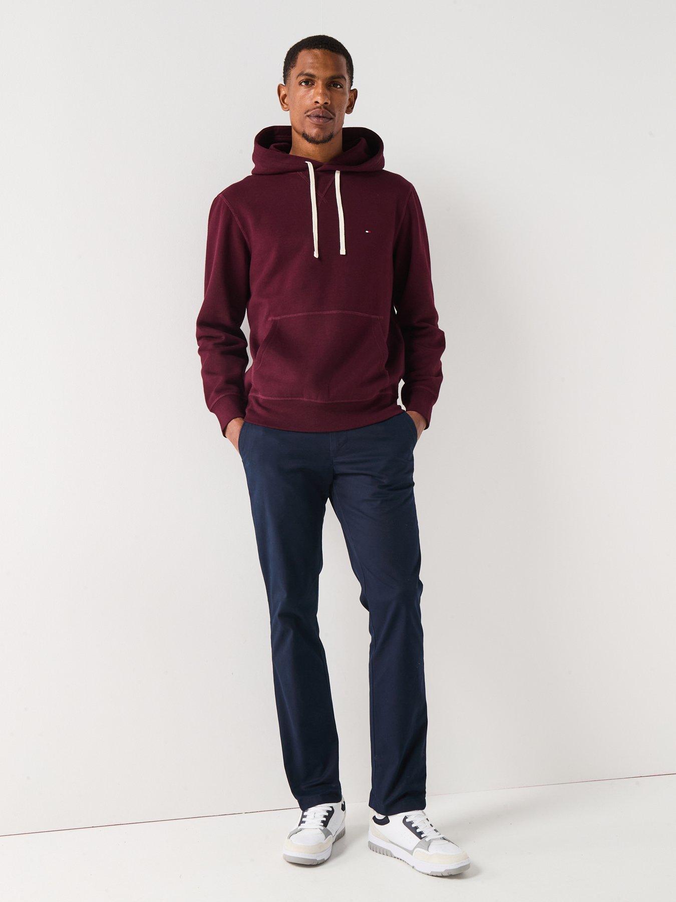 Image 3 of 6 of Tommy Hilfiger Regular Fit Essential Fleece Overhead Hoodie - Dark Red
