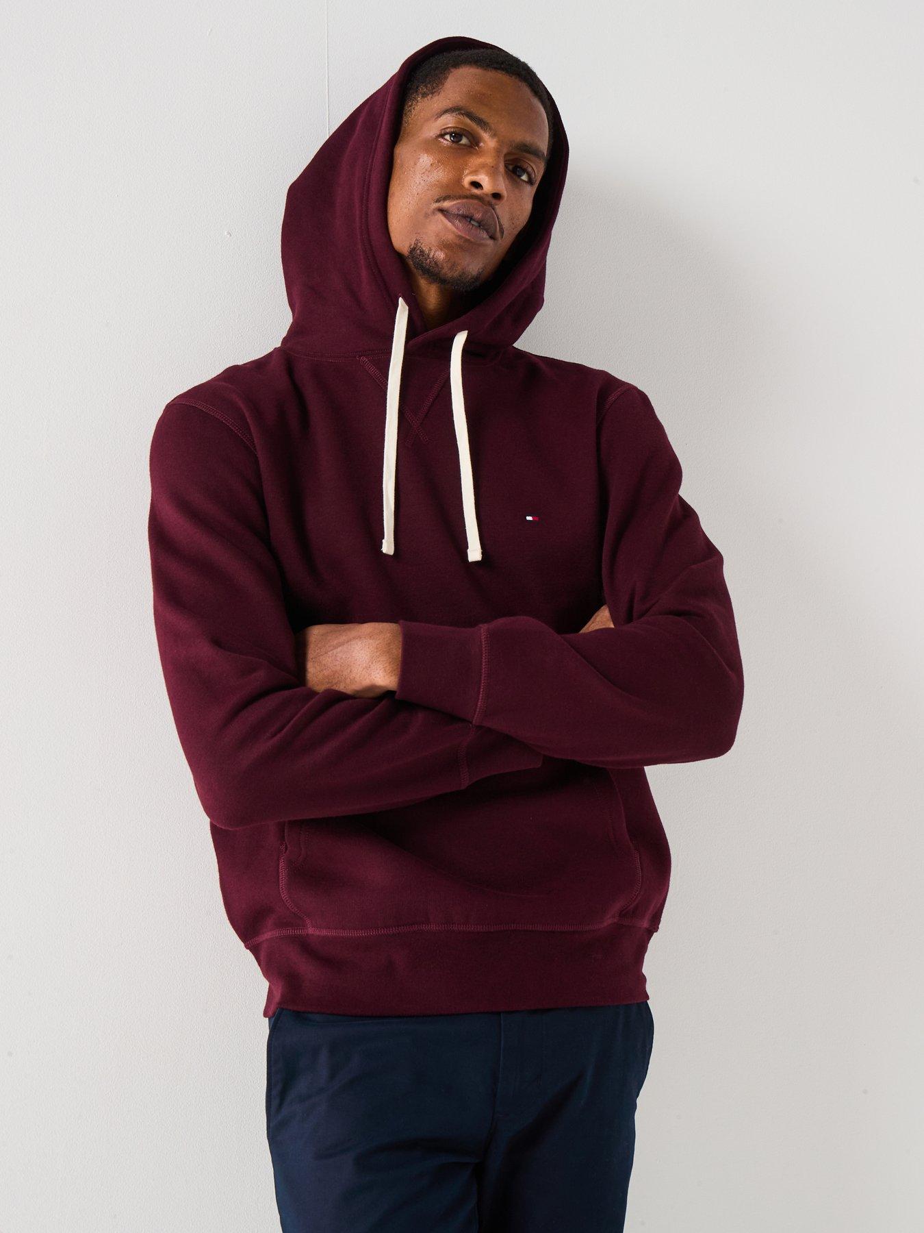 Image 5 of 6 of Tommy Hilfiger Regular Fit Essential Fleece Overhead Hoodie - Dark Red