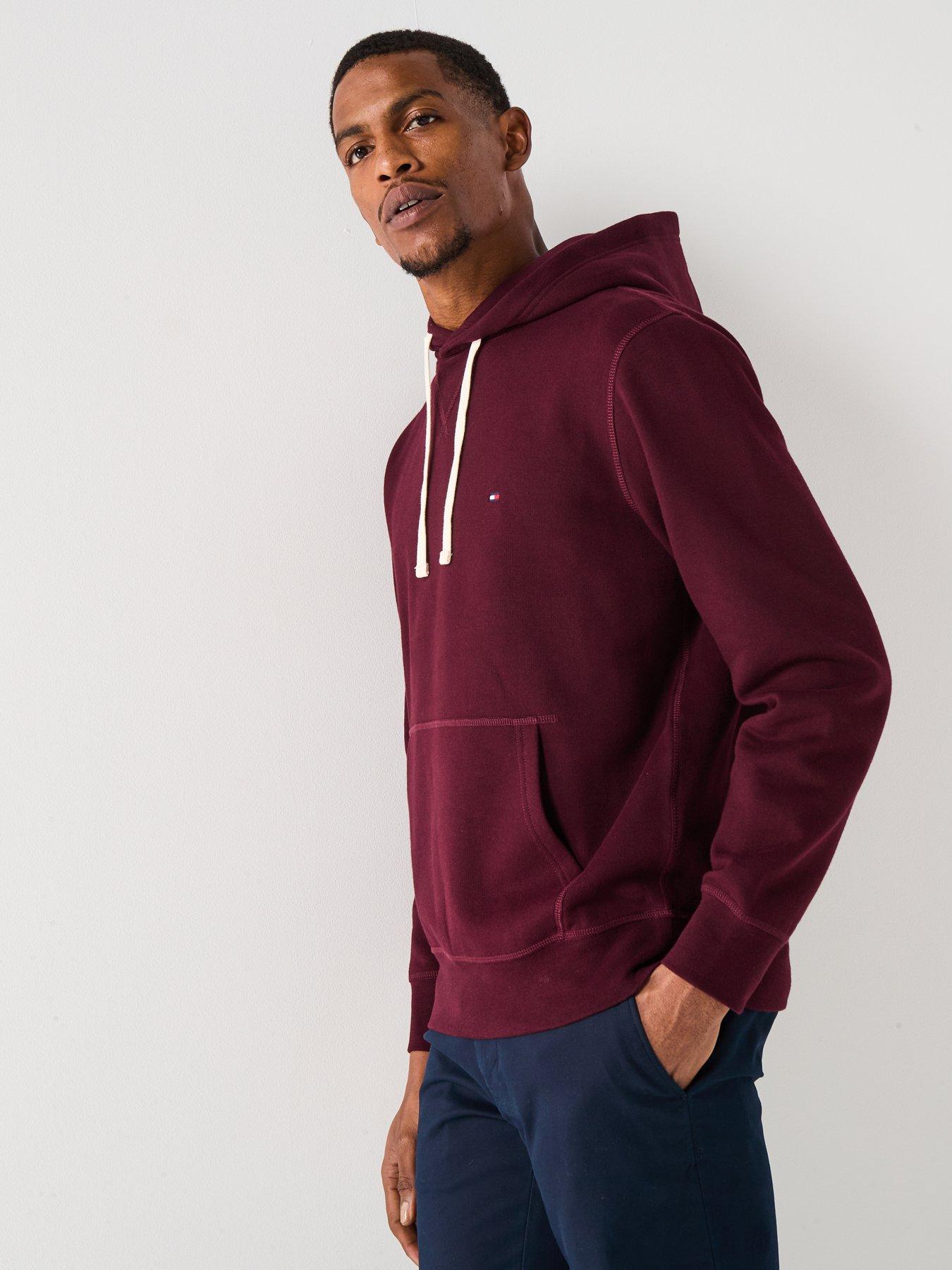 Image 6 of 6 of Tommy Hilfiger Regular Fit Essential Fleece Overhead Hoodie - Dark Red