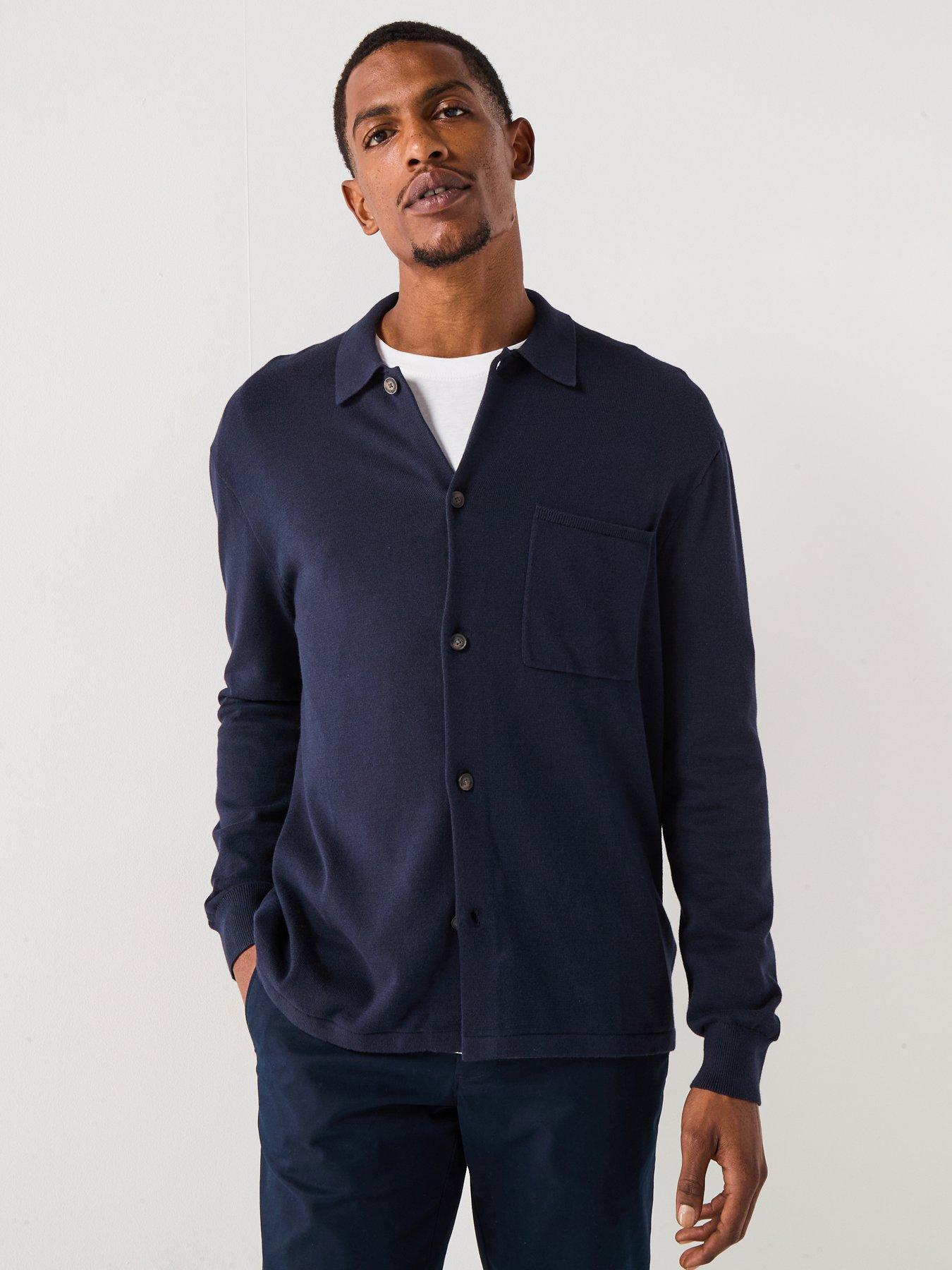 undefined Essential Cotton Knitted Over Shirt - Navy