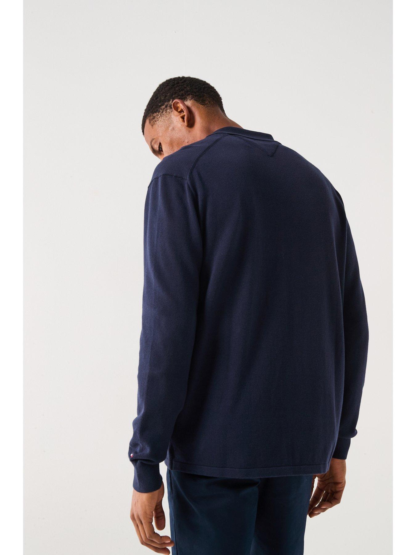  image of tommy-hilfiger-essential-cotton-knitted-over-shirt-navy