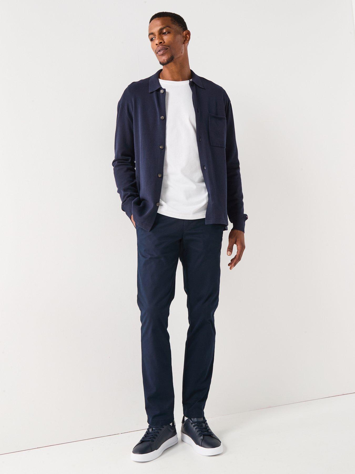  image of tommy-hilfiger-essential-cotton-knitted-over-shirt-navy