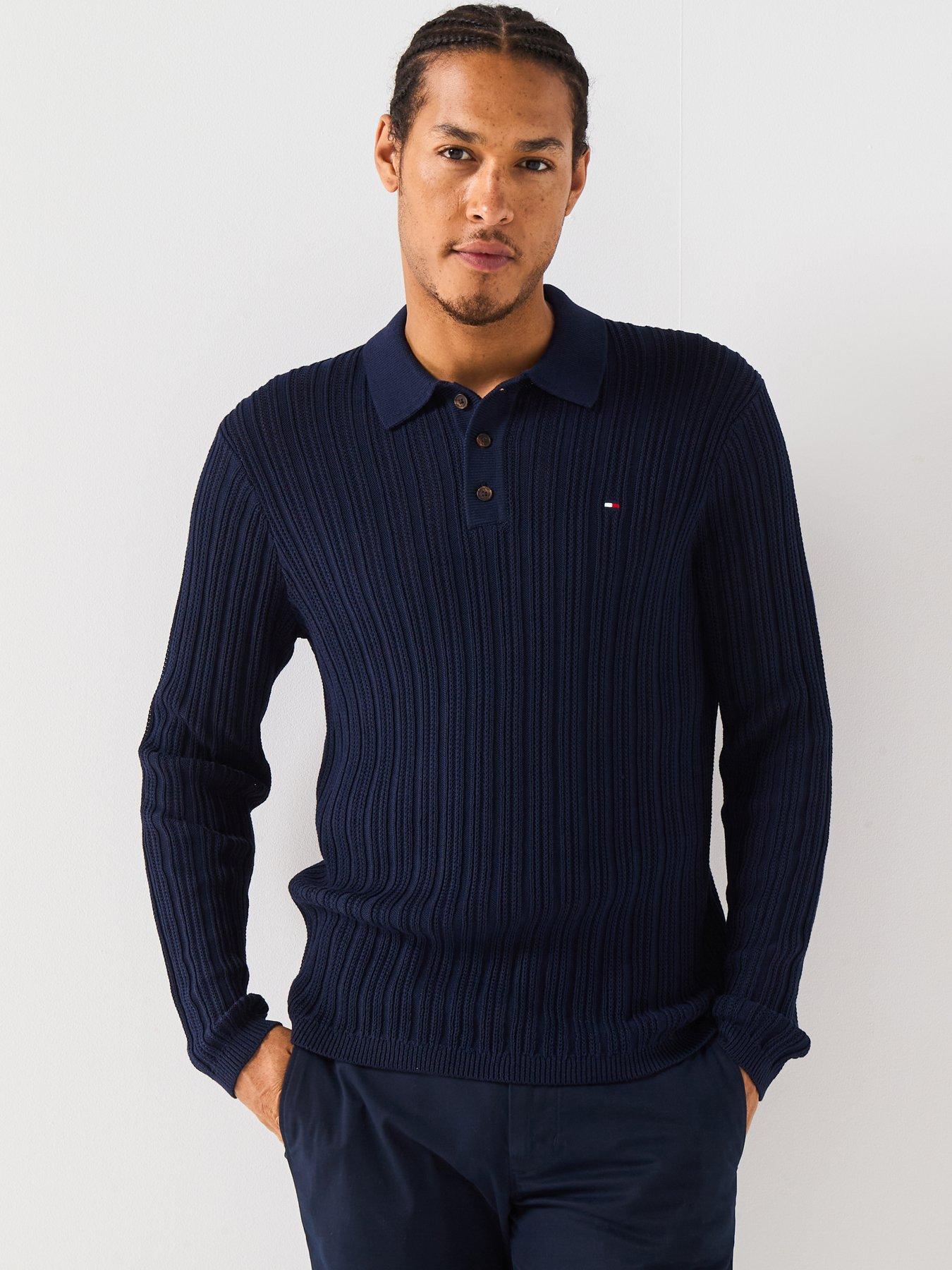 Image 1 of 6 of Tommy Hilfiger Elevated Structure Knitted Polo Shirt - Navy