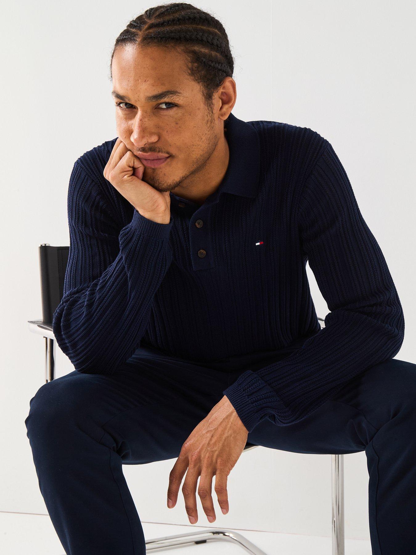 Image 4 of 6 of Tommy Hilfiger Elevated Structure Knitted Polo Shirt - Navy