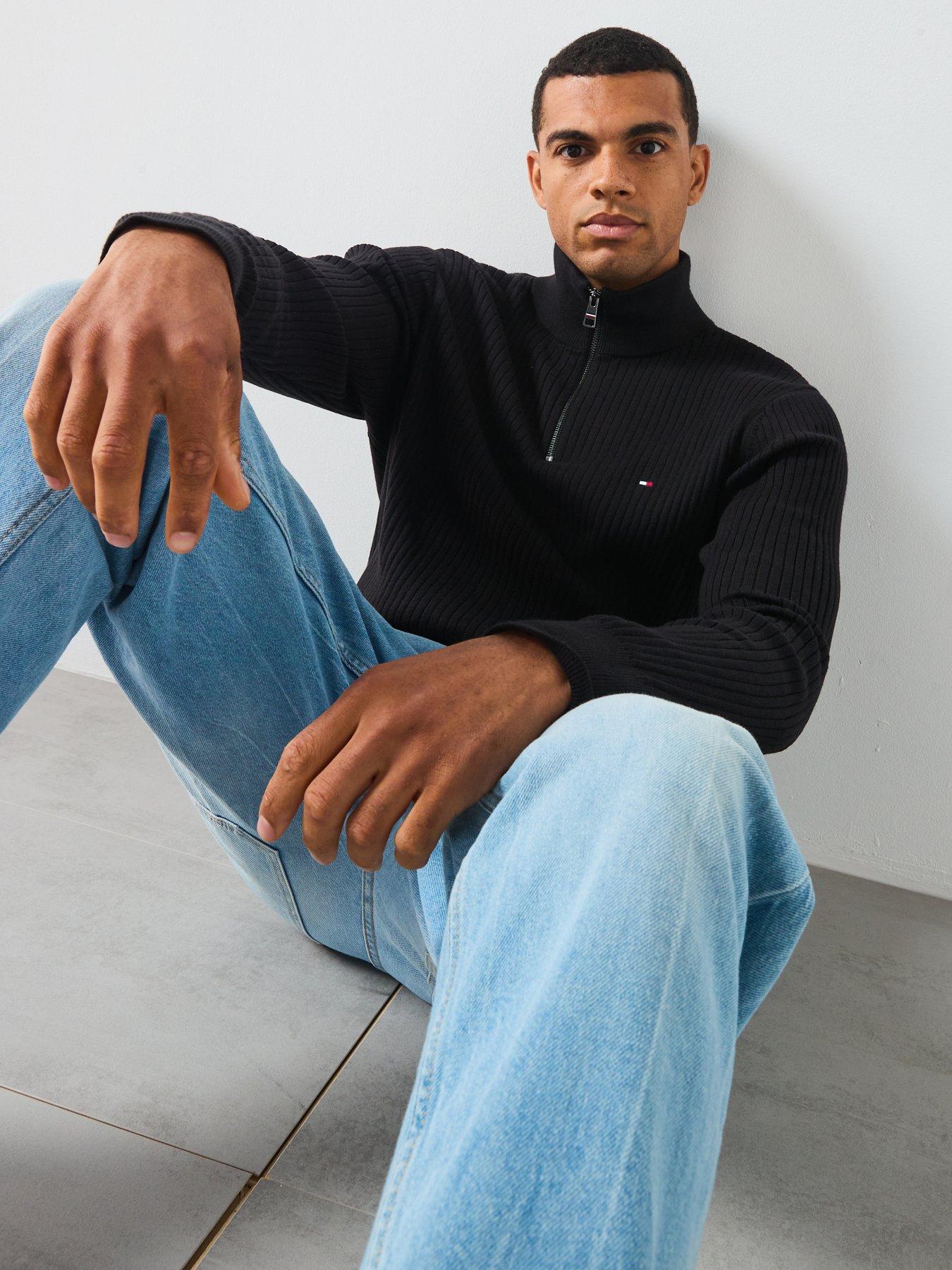Image 4 of 5 of Tommy Hilfiger Pima Cotton Cash Structure 1/4 Zip Knitted Jumper - Black