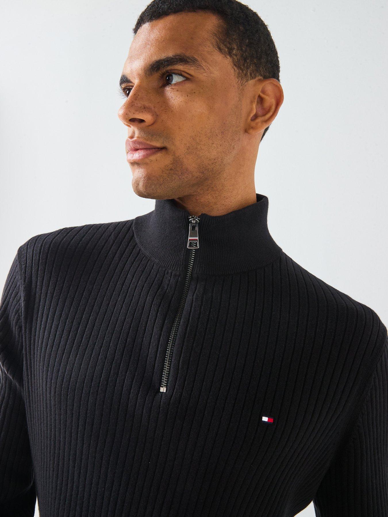 Image 5 of 5 of Tommy Hilfiger Pima Cotton Cash Structure 1/4 Zip Knitted Jumper - Black