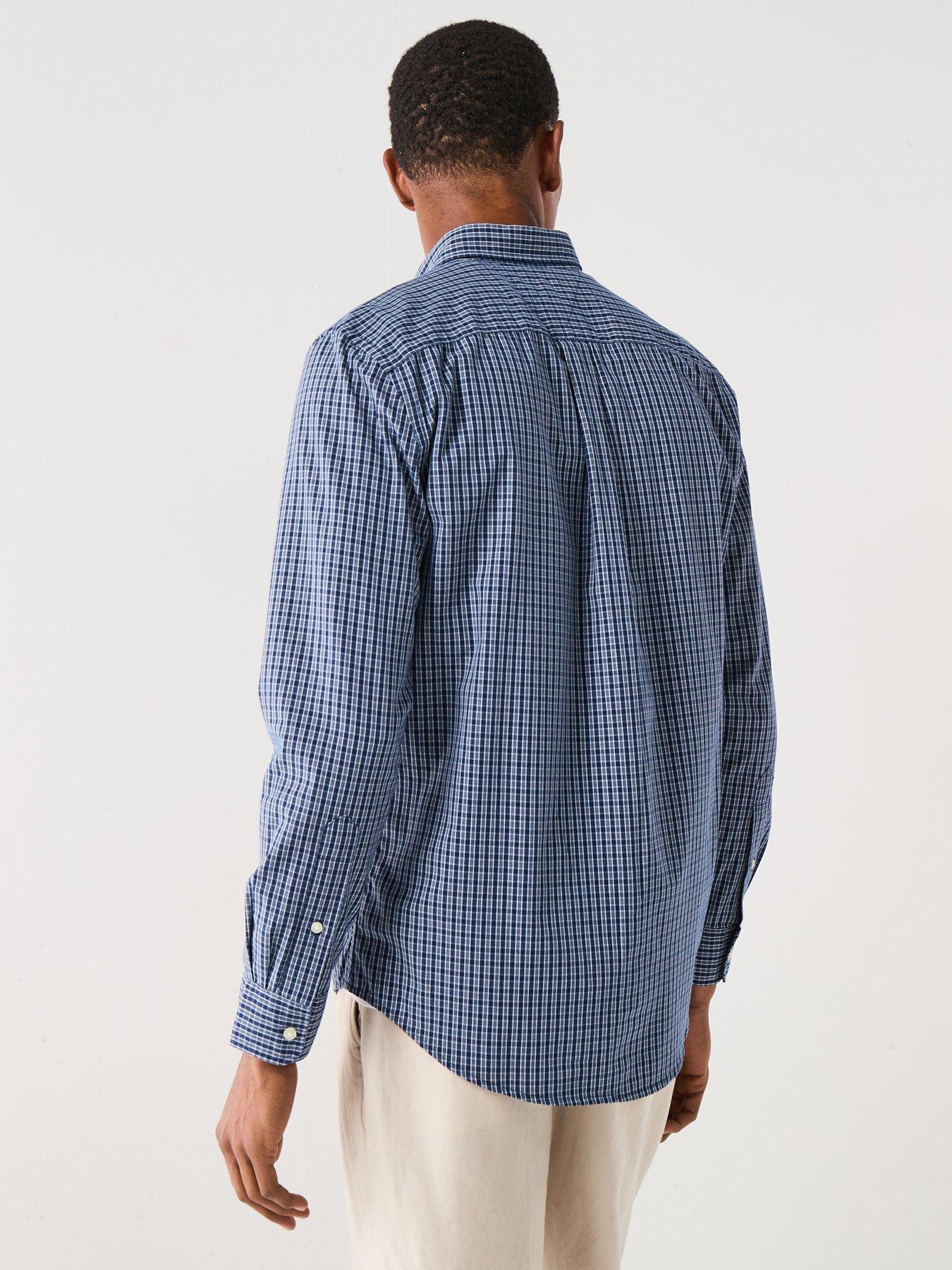  image of tommy-hilfiger-flex-poplin-mini-tartan-long-sleeve-regular-fit-shirt-navy