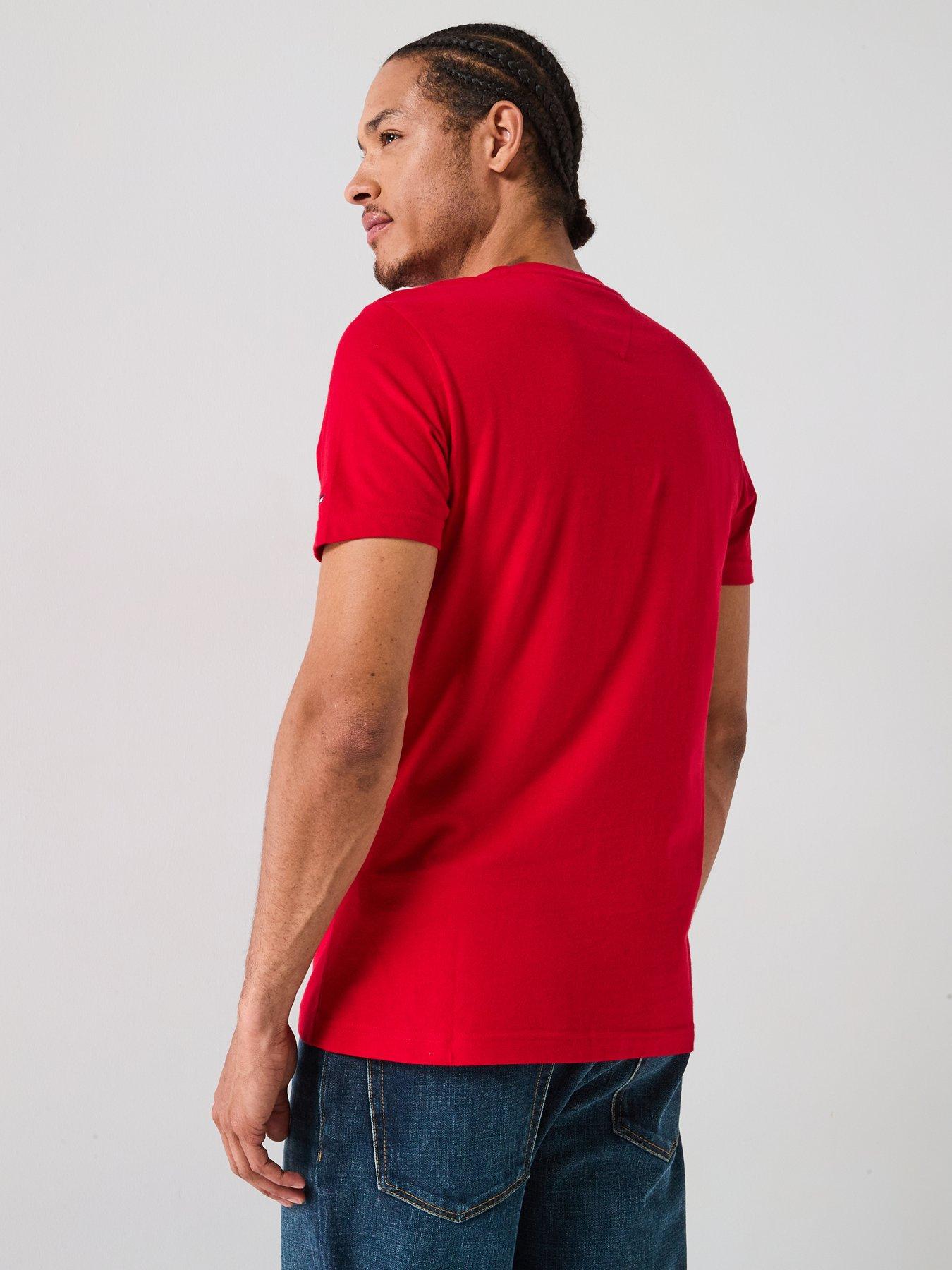Image 2 of 4 of Tommy Hilfiger Regular Fit Linear Chest Logo T-Shirt - Red