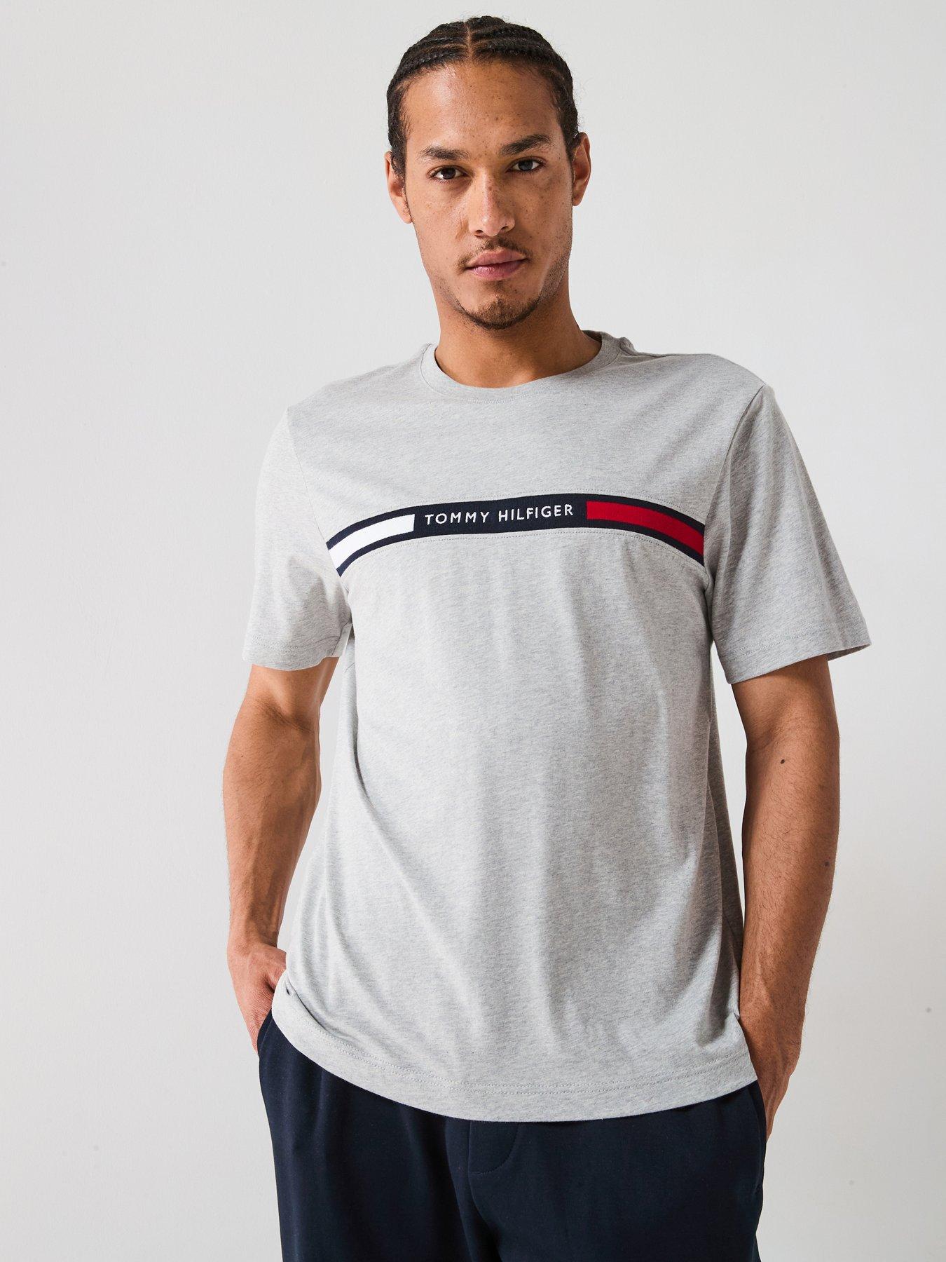 Tommy Hilfiger Regular Fit Chest Stripe T-Shirt - Light Grey