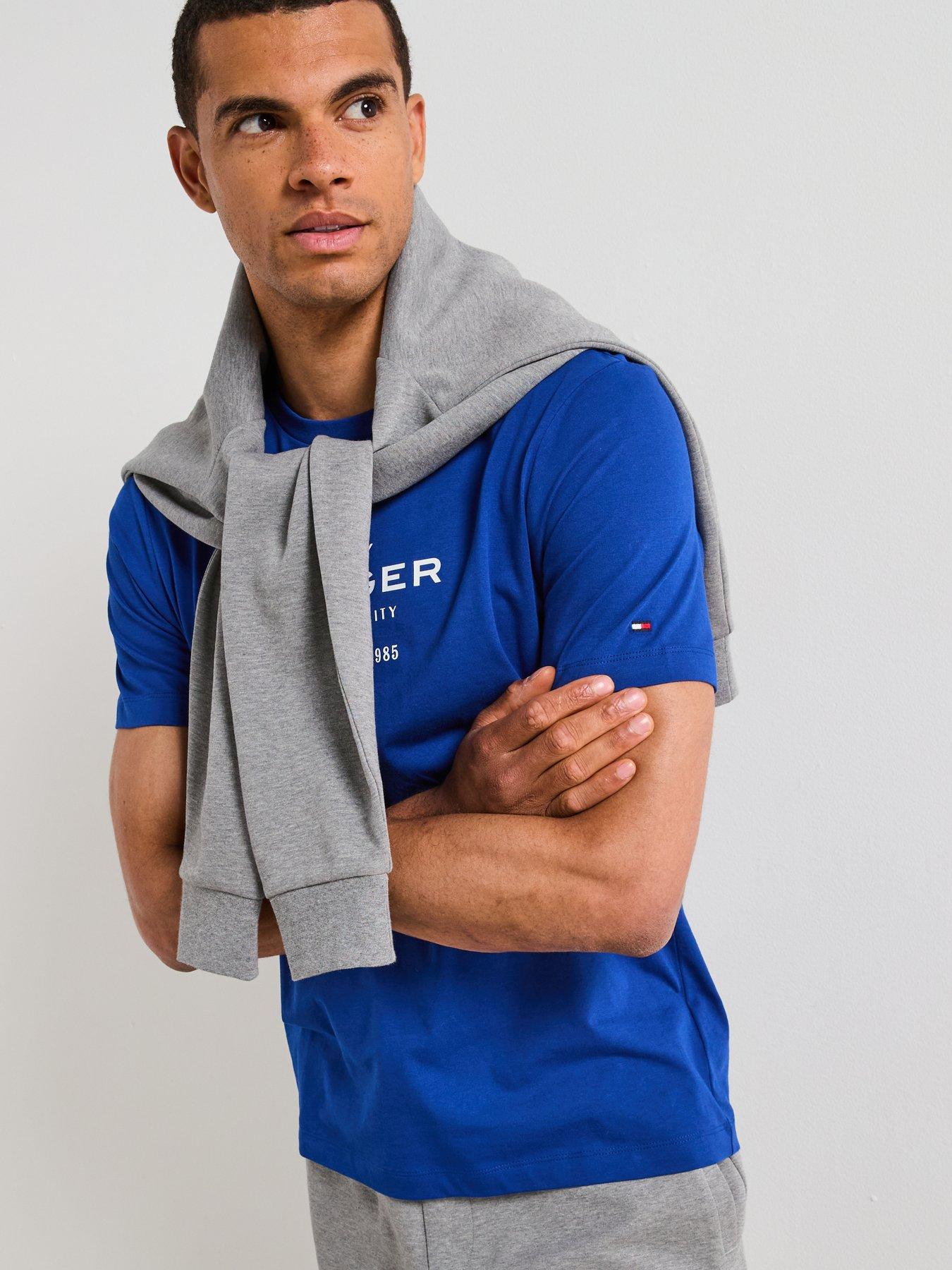 Image 6 of 6 of Tommy Hilfiger Stack Graphic Logo T-Shirt - Bright Blue