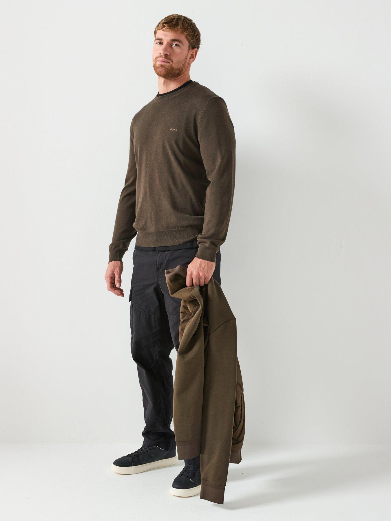 Image 3 of 6 of BOSS Boss Botto-l Regular Fit Crew Wool Knitted Jumper - Khaki