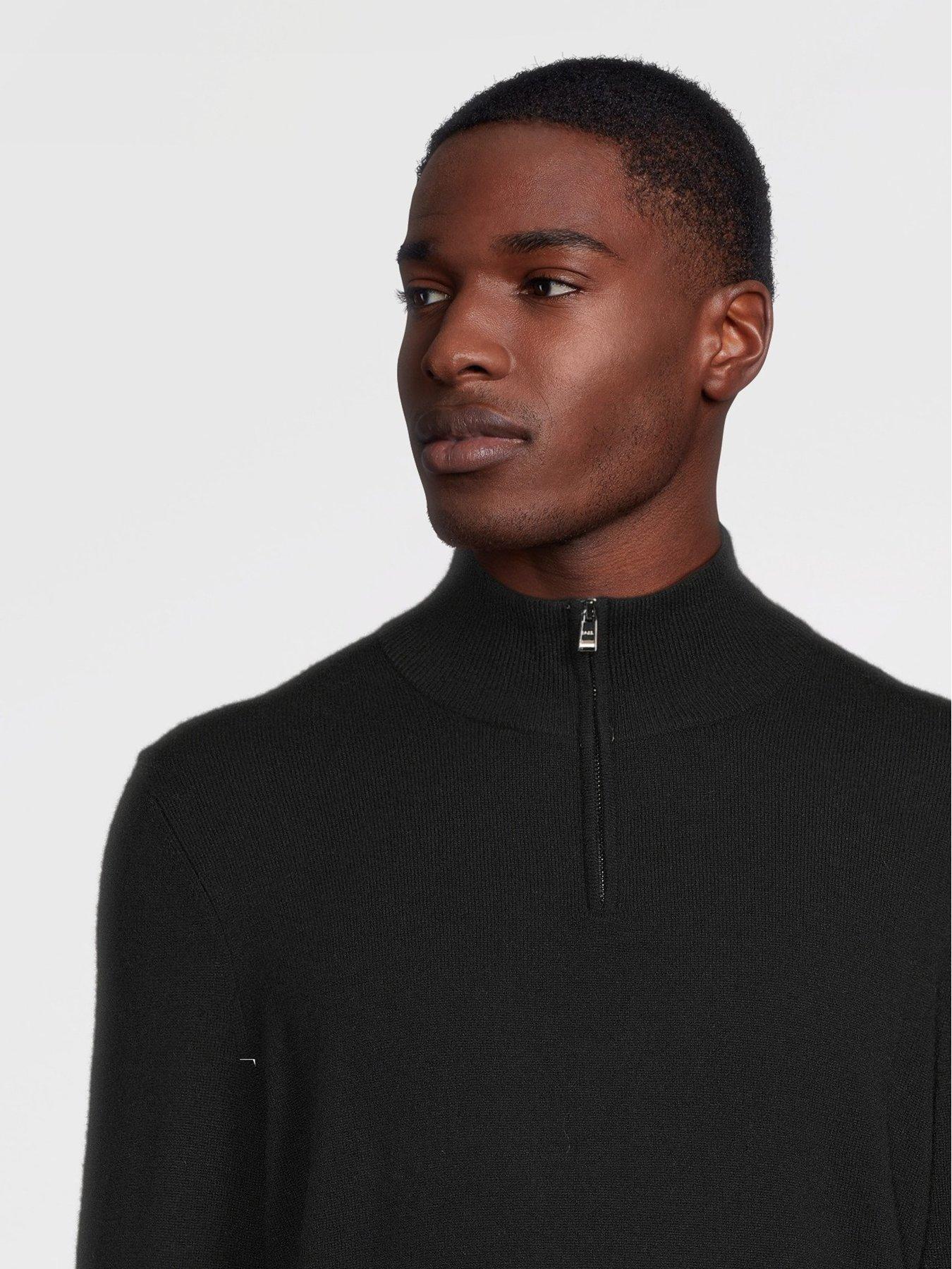 Image 4 of 5 of BOSS H-Hemarlo Regular Fit 1/4 Zip Knitted Jumper - Black