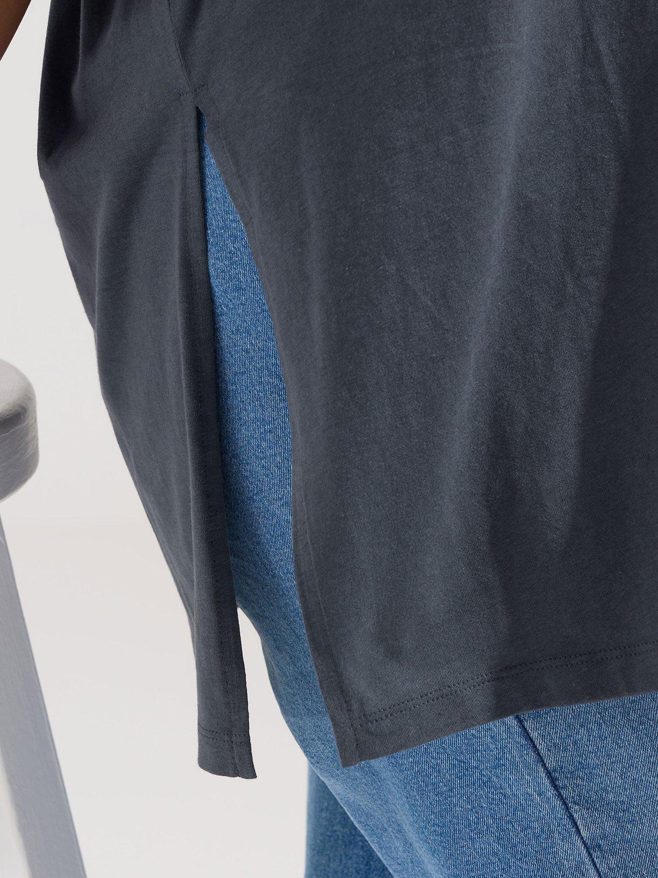  image of yours-curve-oversized-side-split-t-shirt-grey