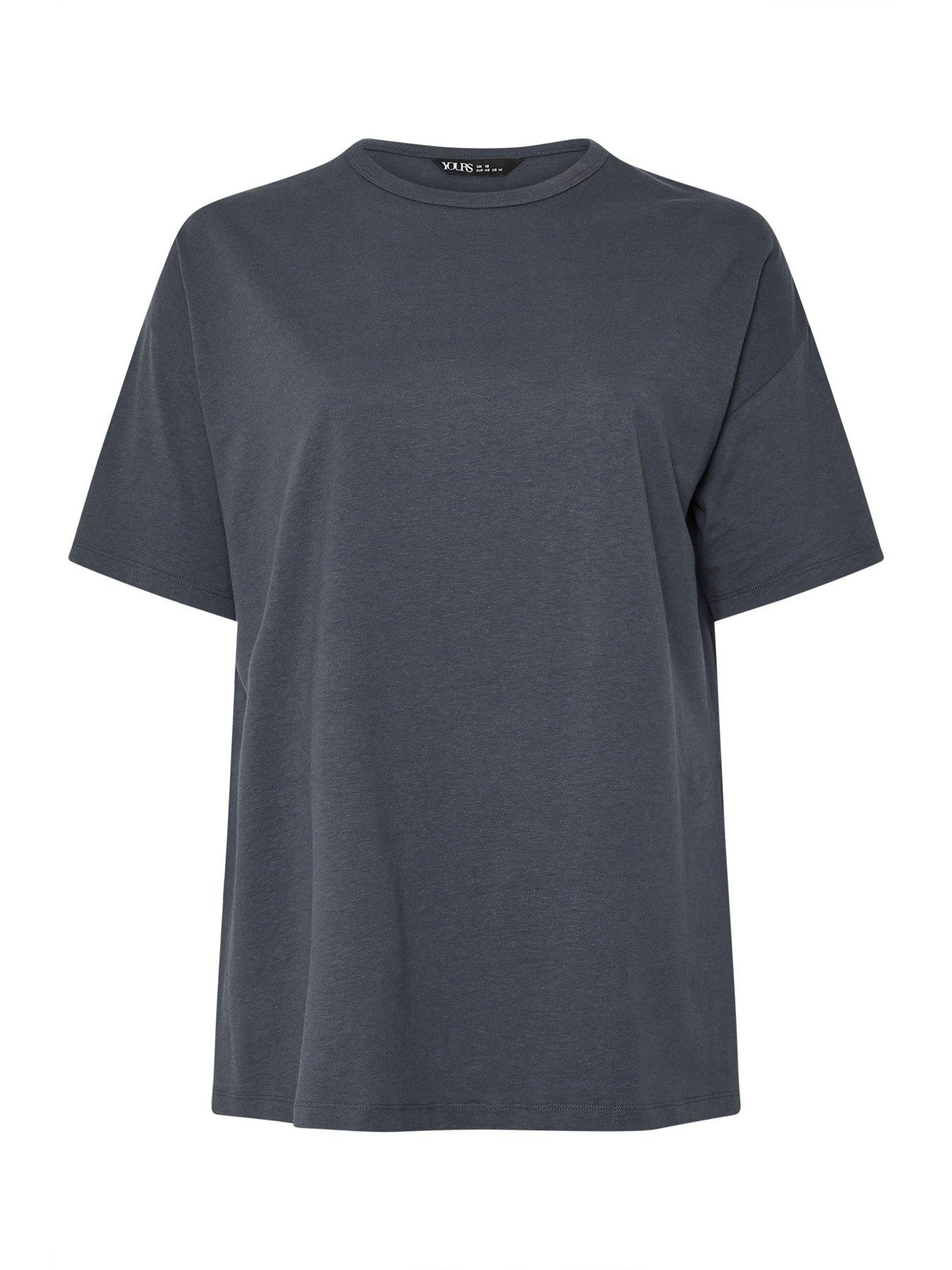  image of yours-curve-oversized-side-split-t-shirt-grey