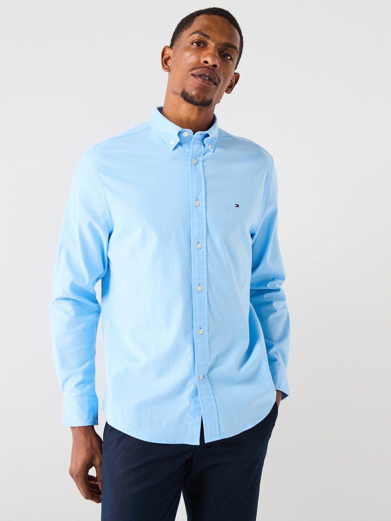 Tommy Hilfiger Long Sleeve Flex Flannel Solid Regular Fit Shirt - Light Blue