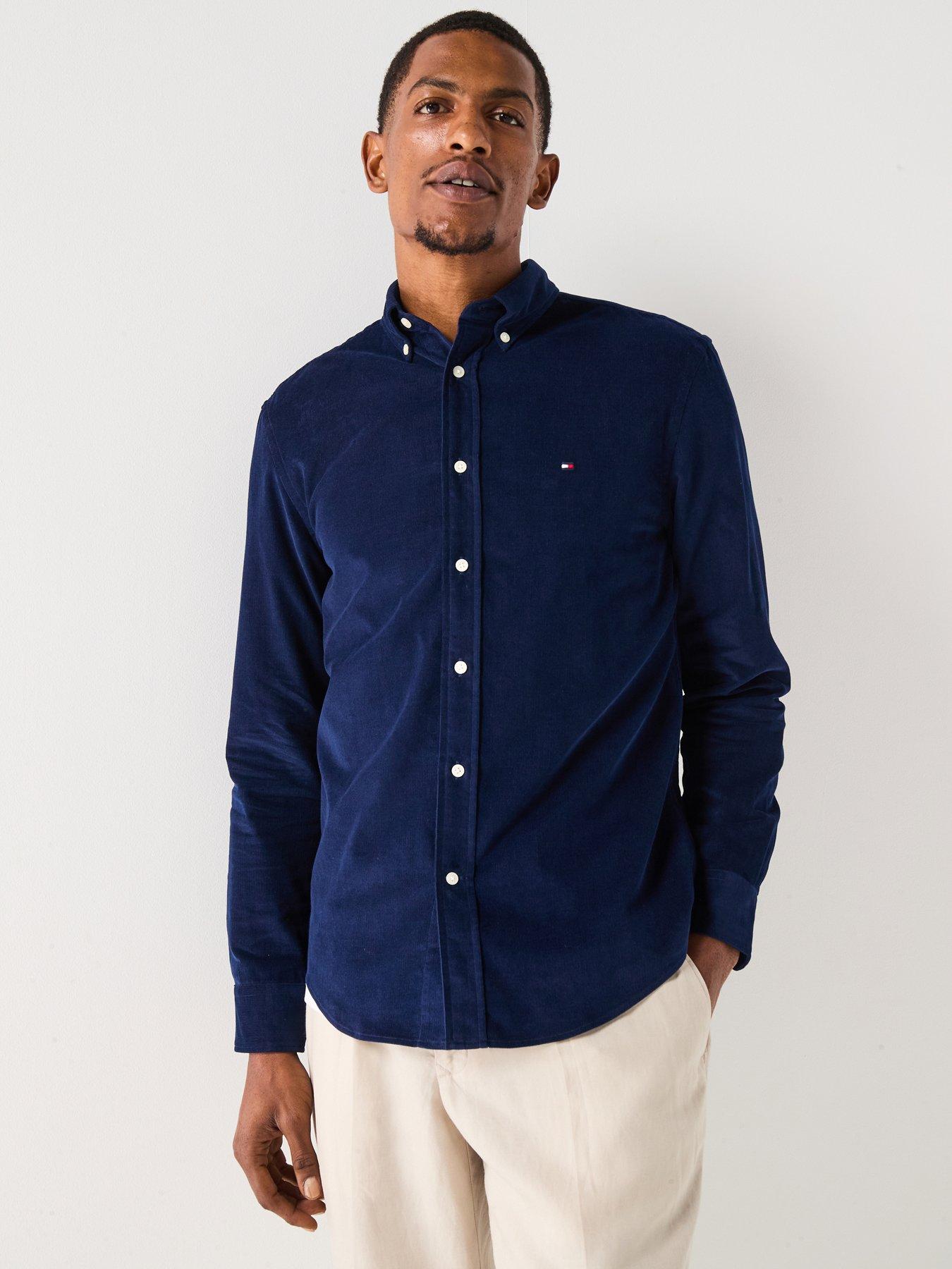 undefined Long Sleeve Solid Corduroy Shirt - Navy
