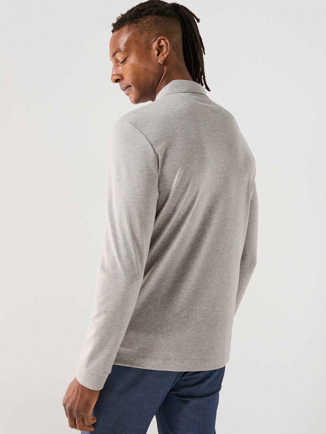 Image 2 of 4 of BOSS Pado 30 Long Sleeve Pique Polo Shirt - Silver